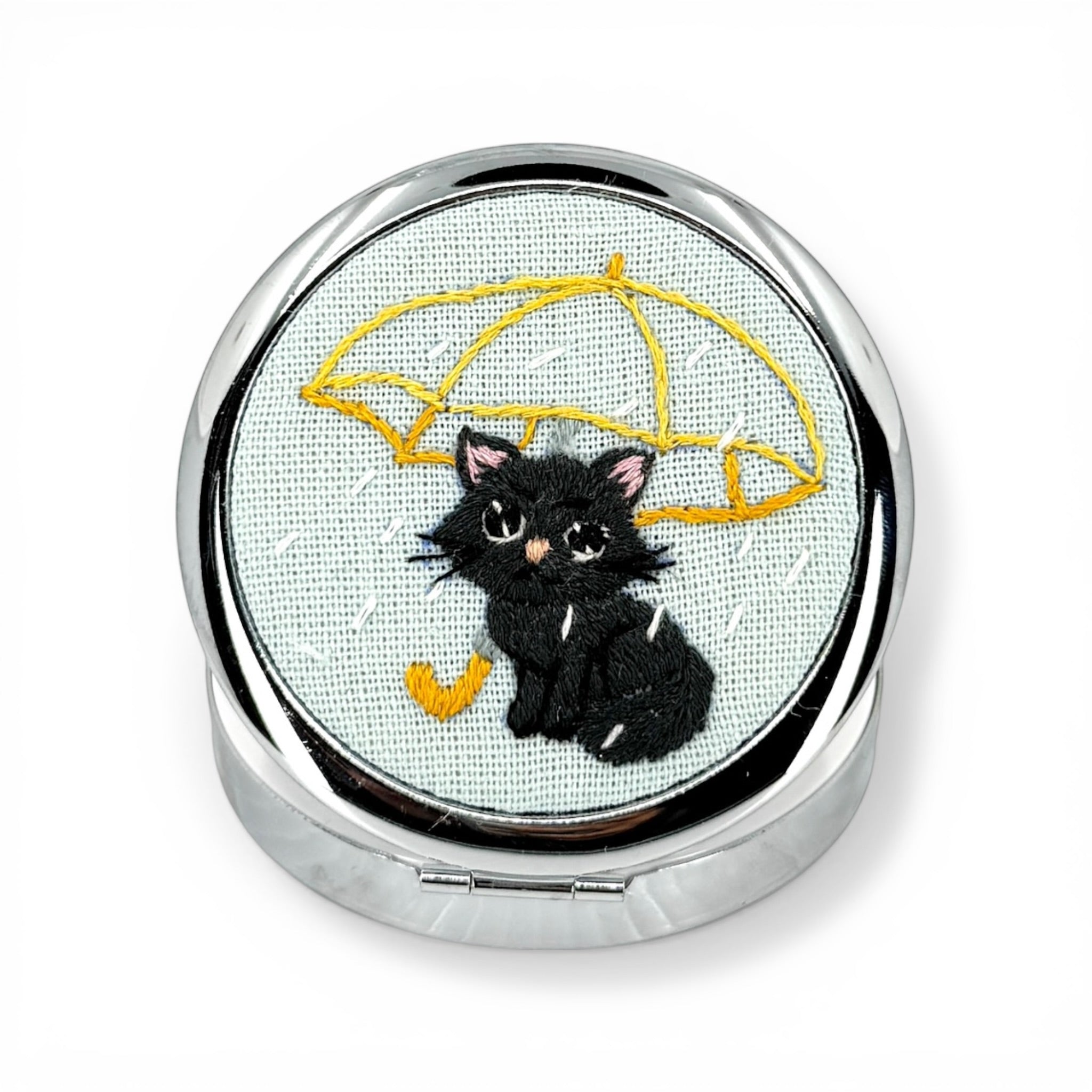 Cute Cat Compact Pocket Jewelry Case