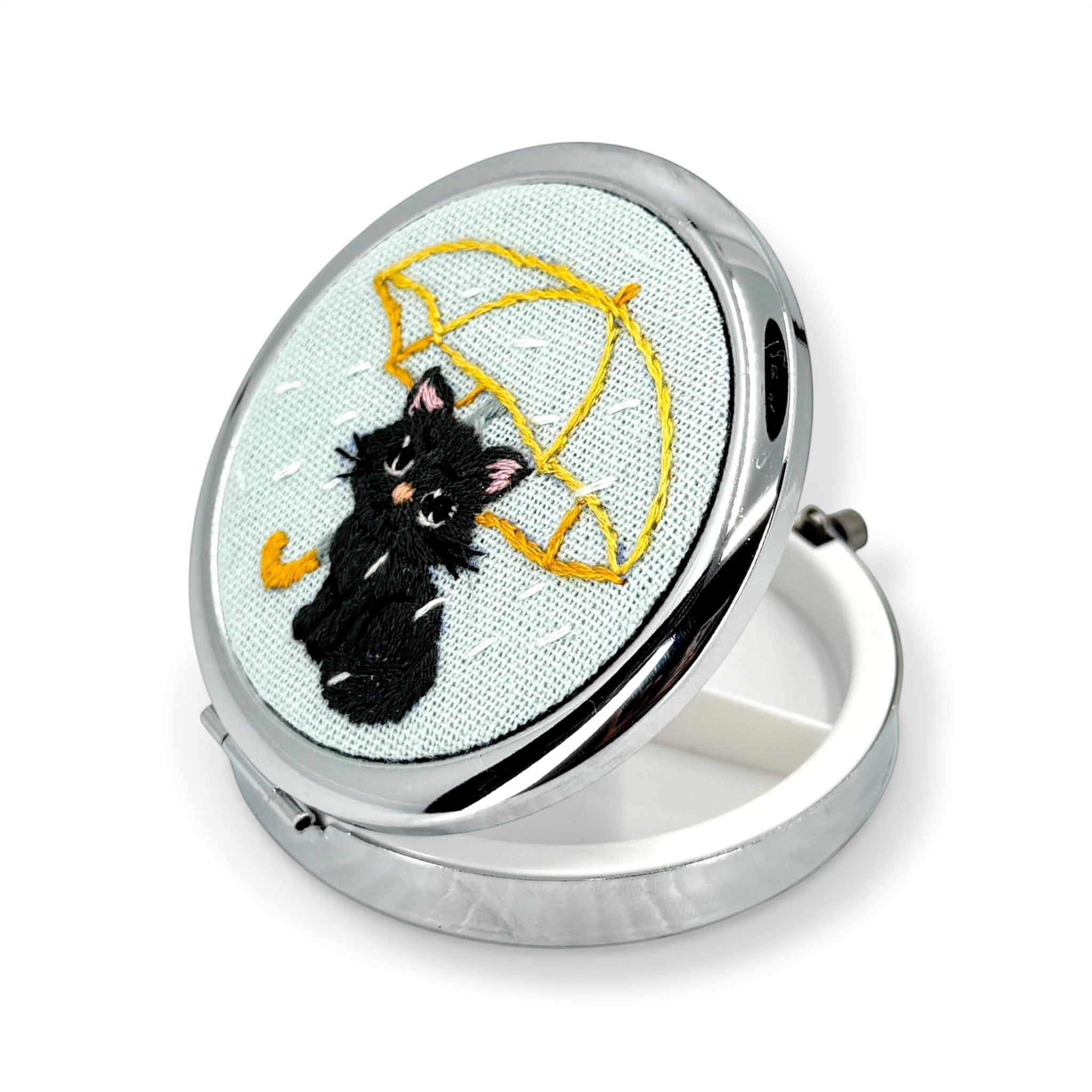 Cute Cat Compact Pocket Jewelry Case