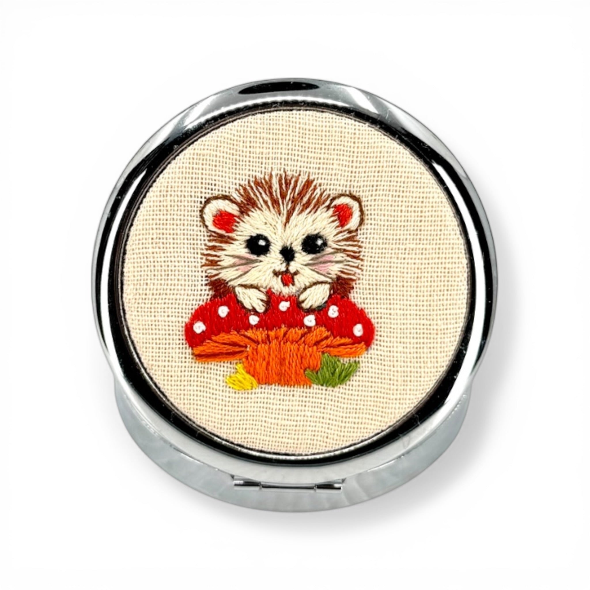 Happy Hedgehog Compact Pocket Jewelry Case