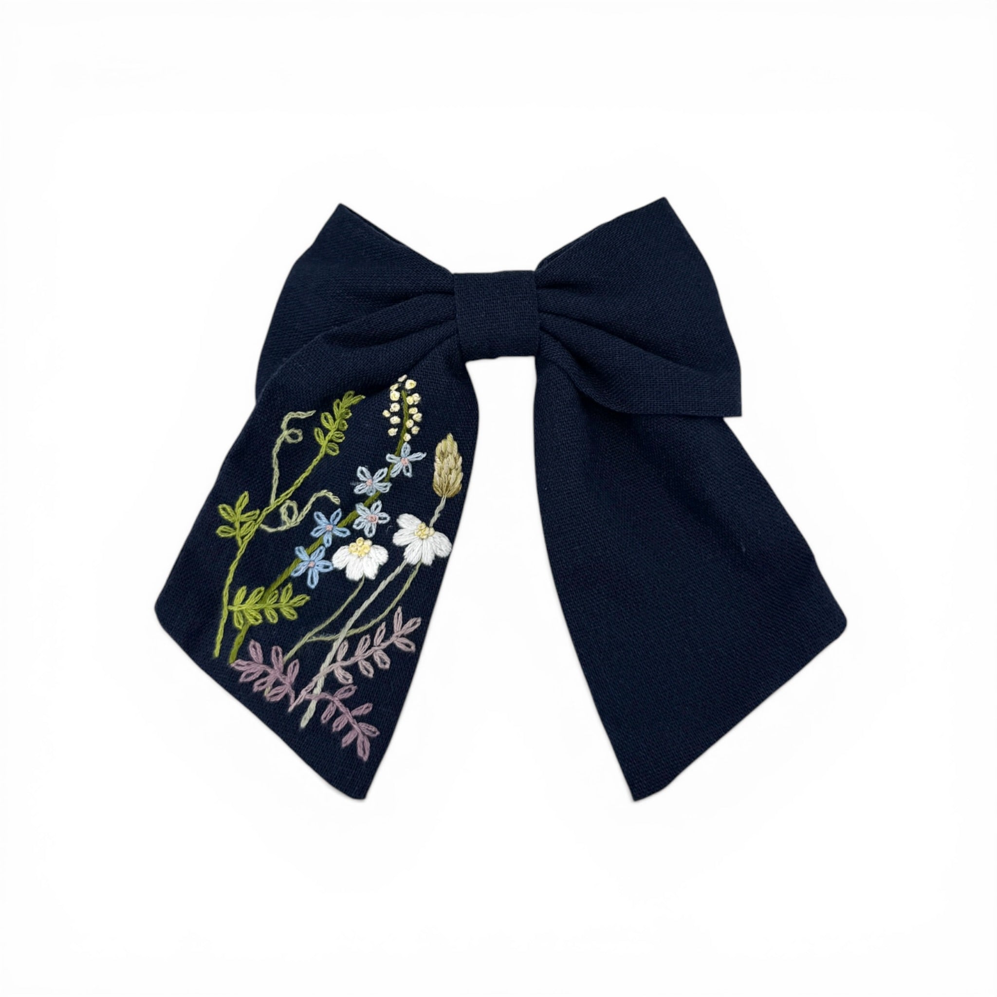 Midnight Wildflower Embroidered Hair Barrette