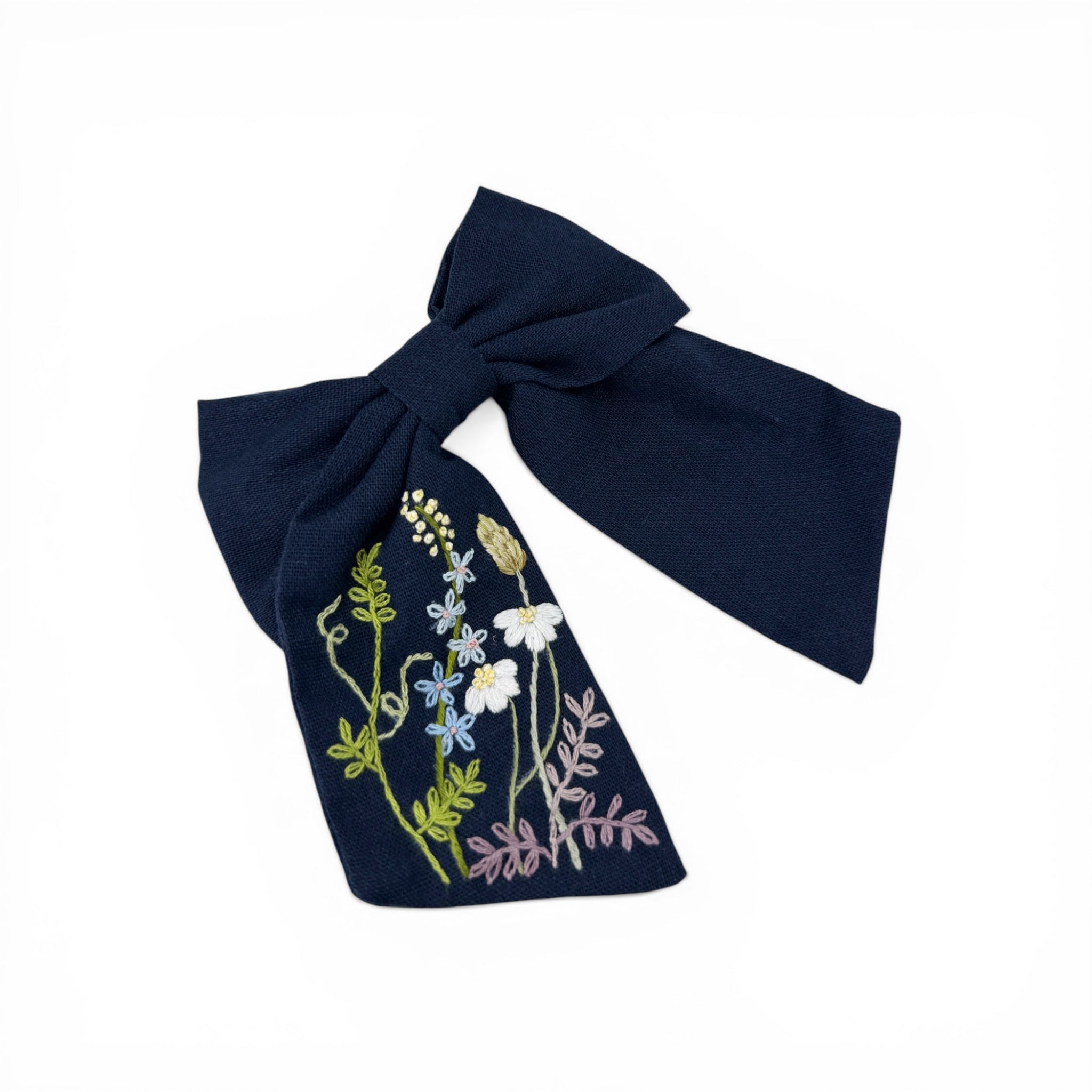 Midnight Wildflower Embroidered Hair Barrette