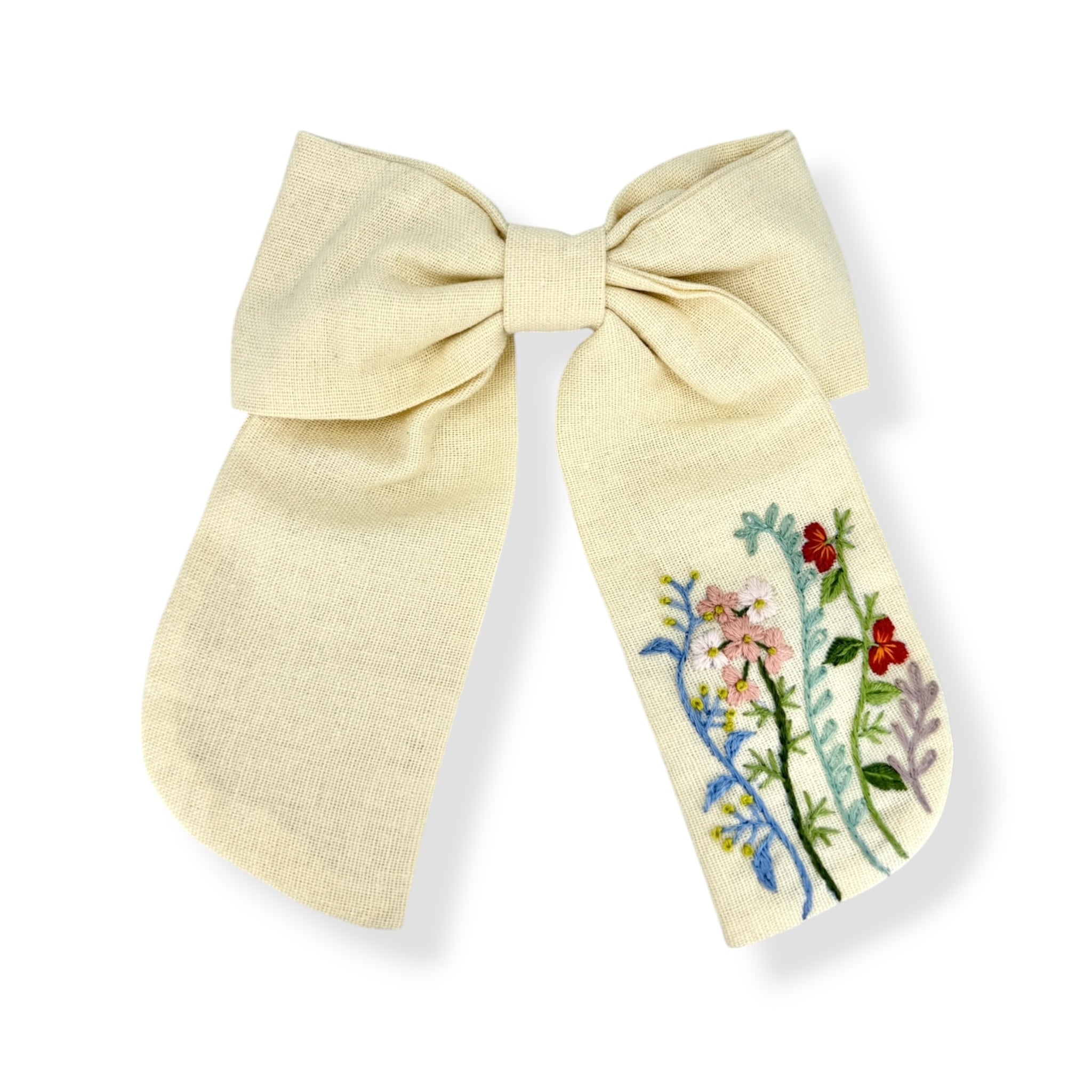 Beige Garden Bloom Embroidered Hair Barrette