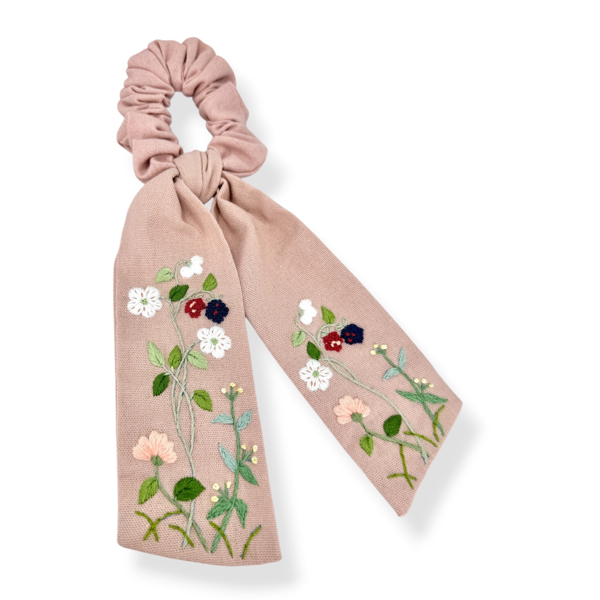 Wild Berries Floral Embroidered Scrunchies