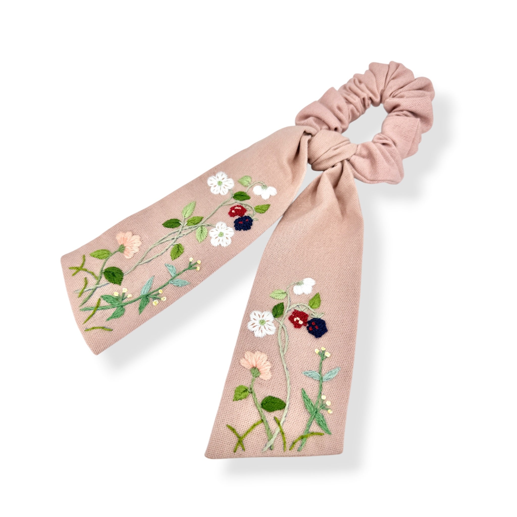 Wild Berries Floral Embroidered Scrunchies