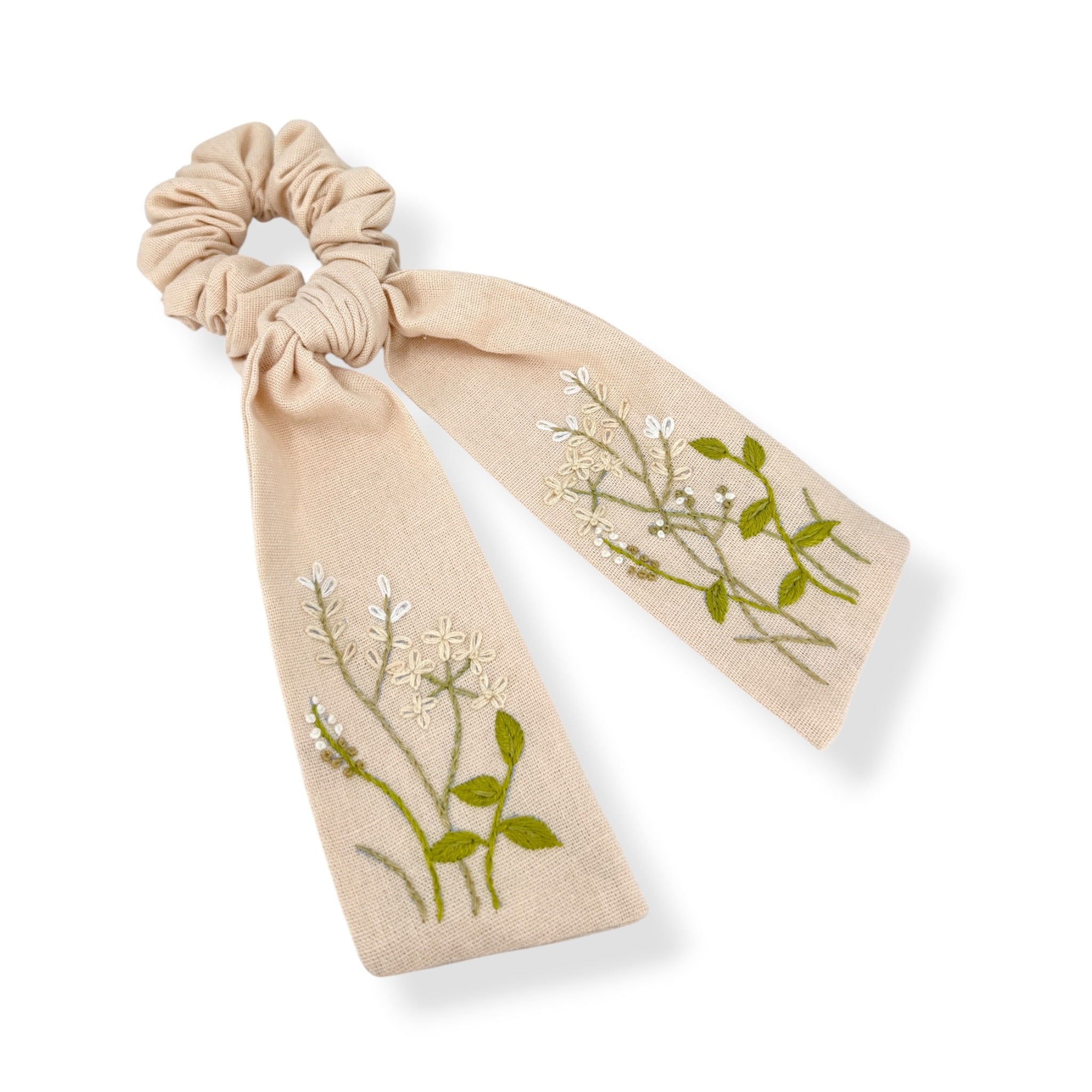 Blush Beauty Embroidered Pastel Scrunchies