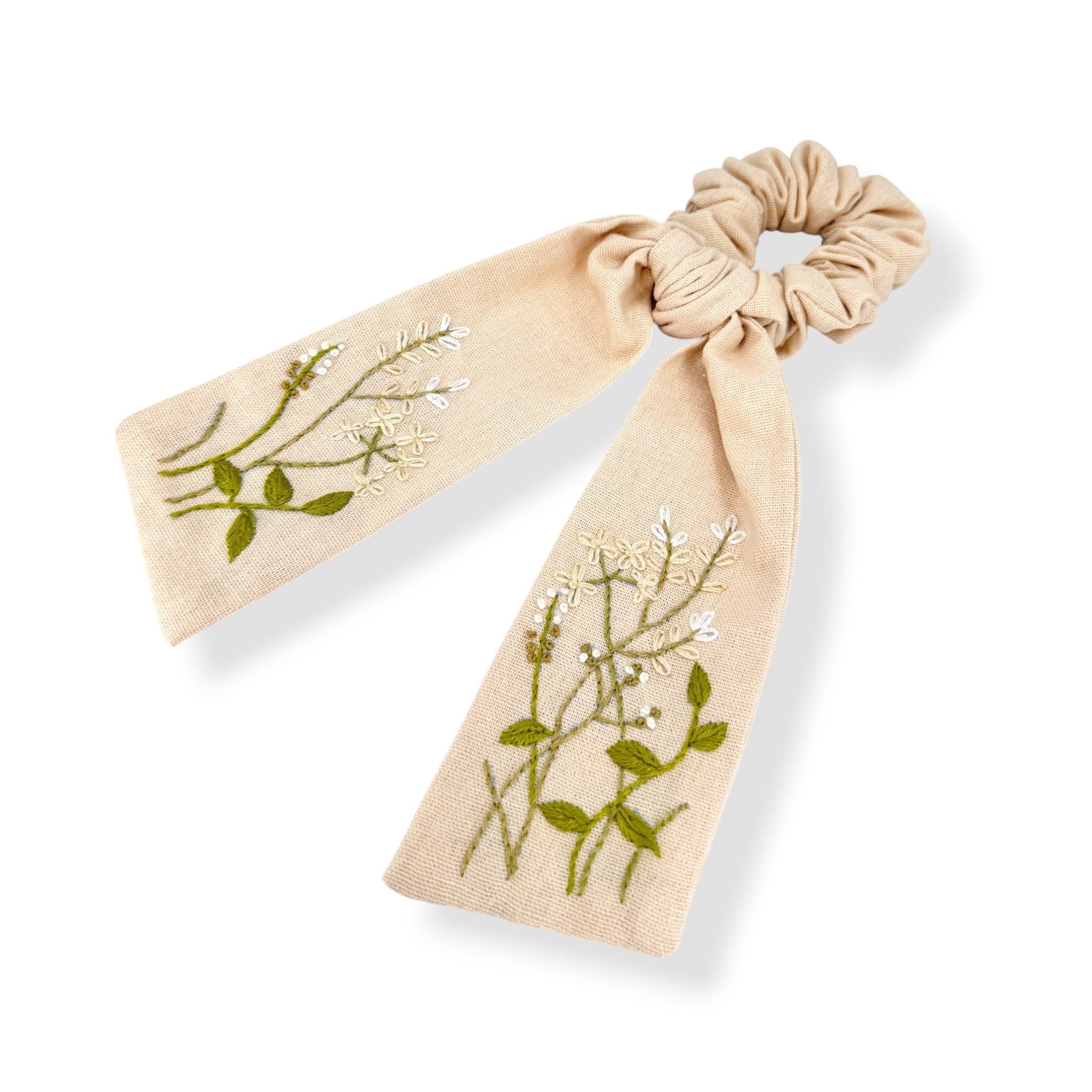 Blush Beauty Embroidered Pastel Scrunchies