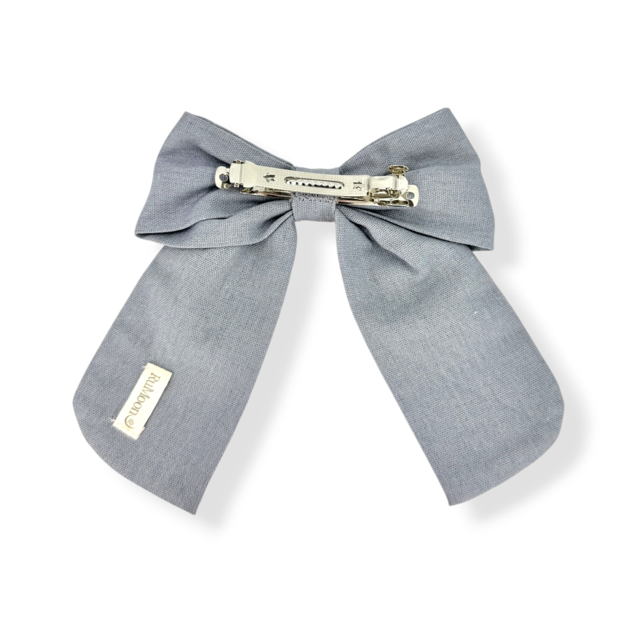 Grey Pink Flowers Embroidered Hair Barrette