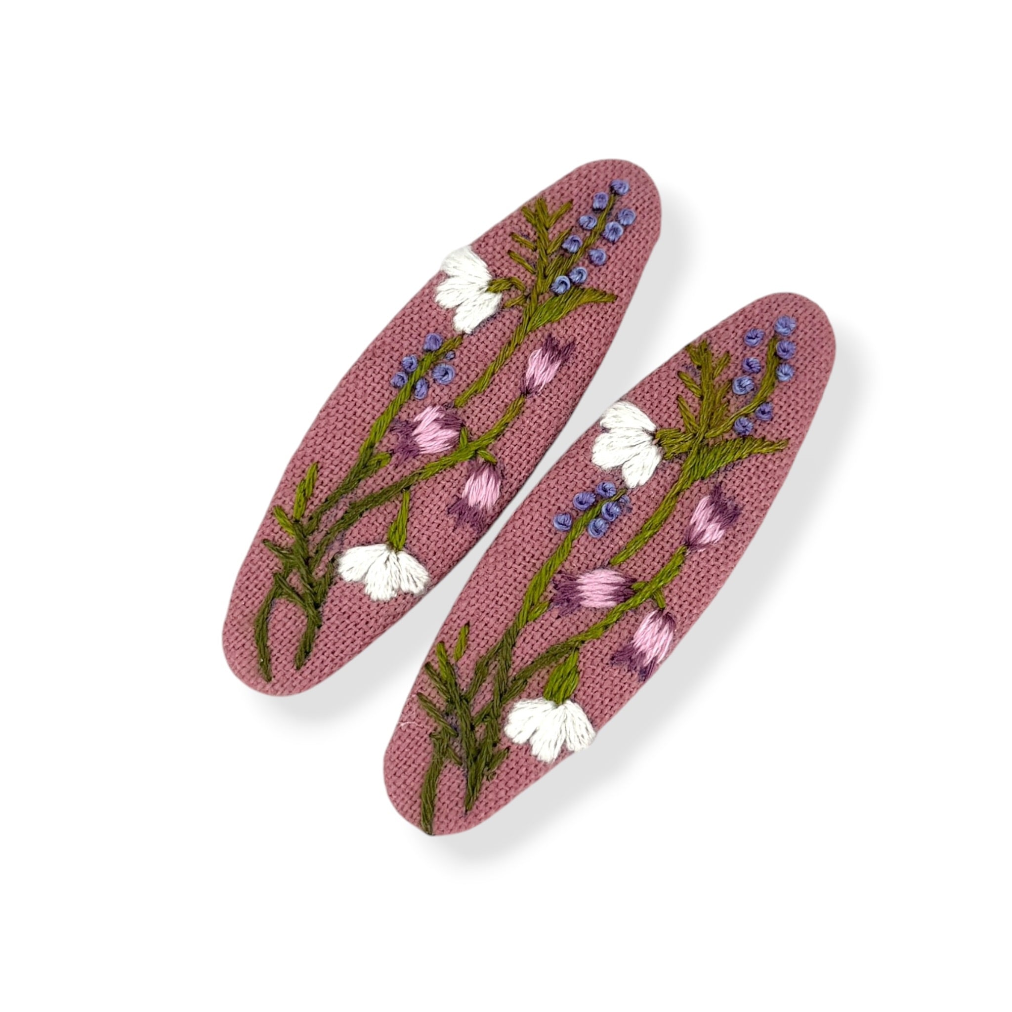 Rosewood Floral Embroidery Hair Clips