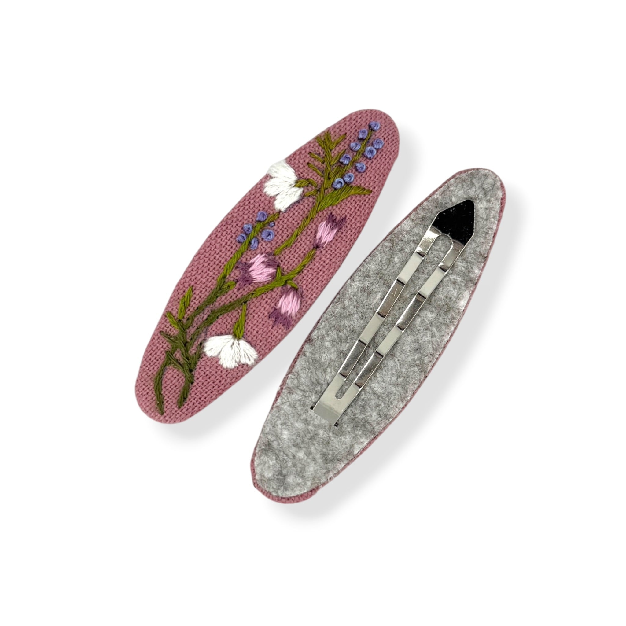 Rosewood Floral Embroidery Hair Clips