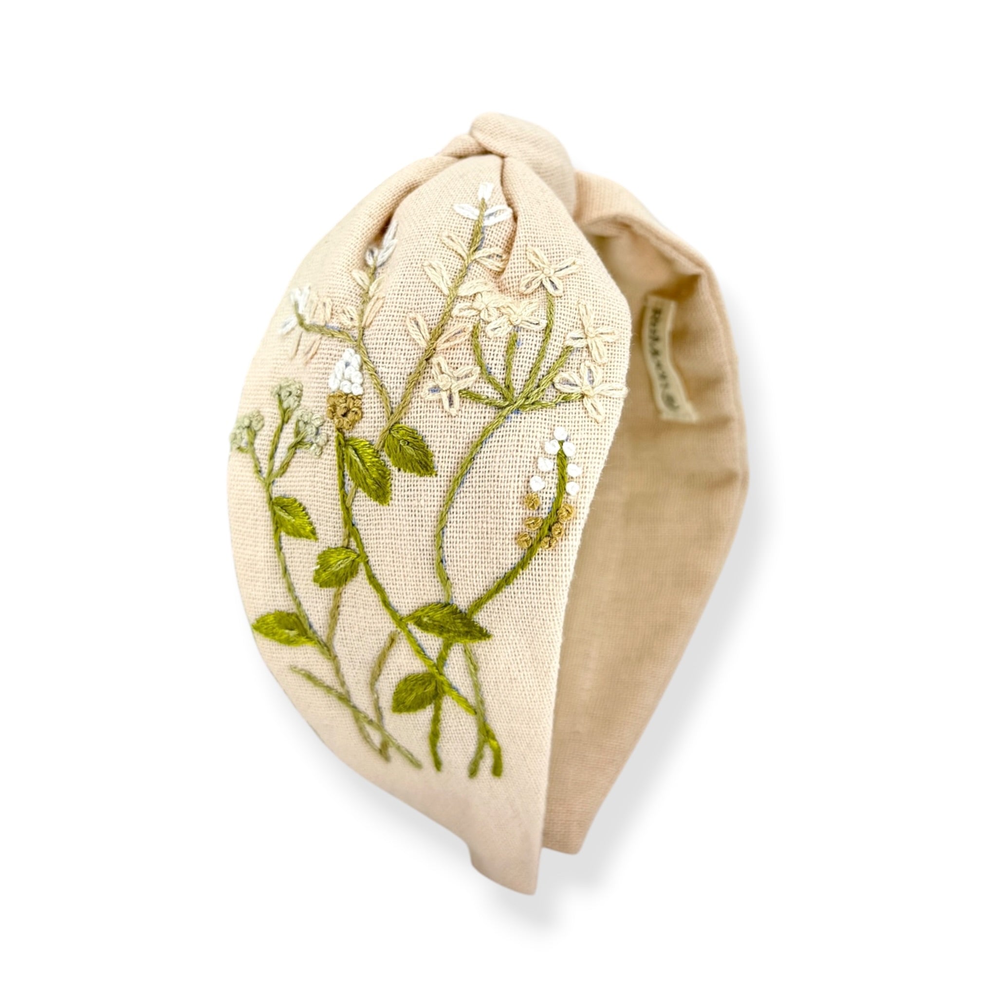 Blush Bloom Hand Embroidered Pink Bow Headband