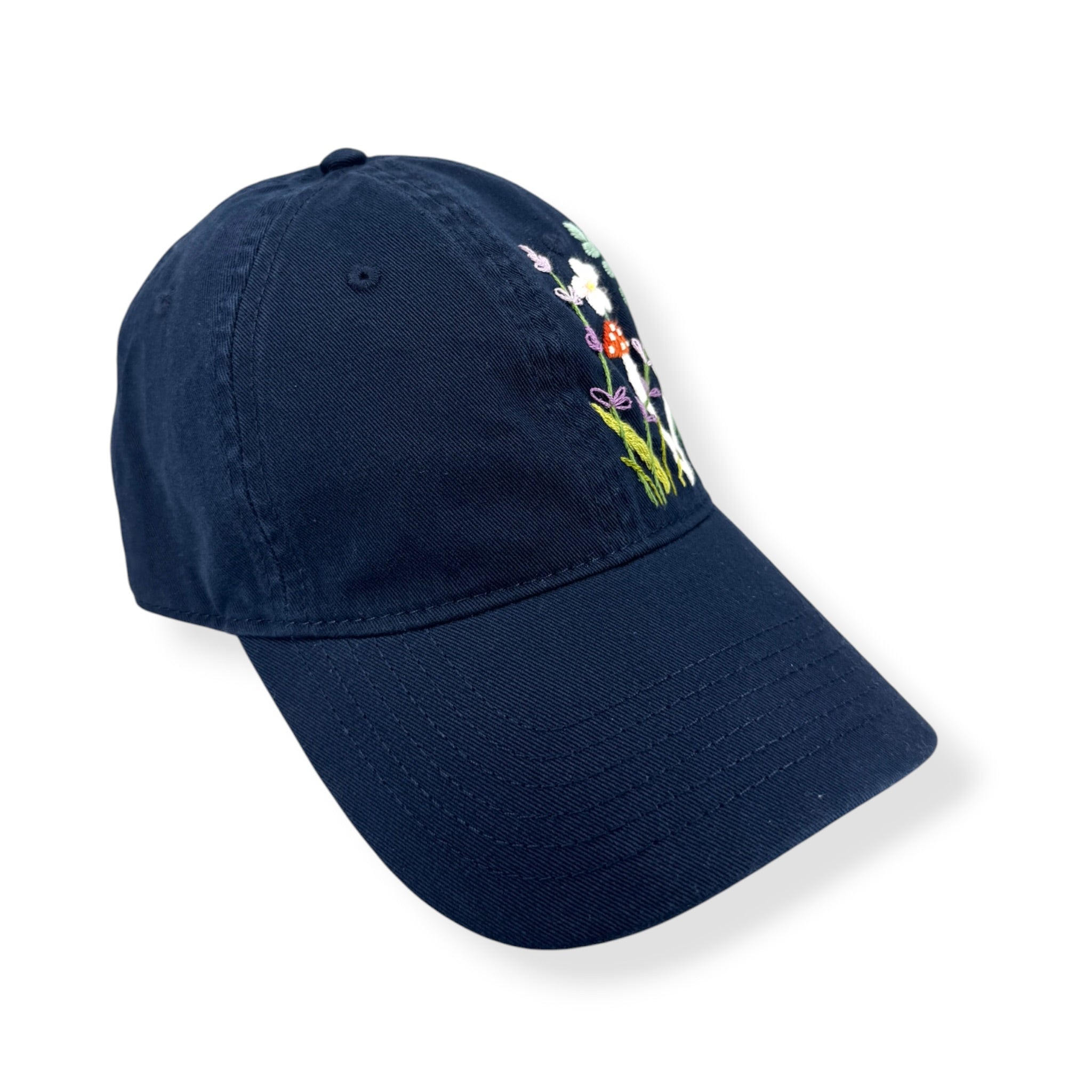 Navy Mushroom Strawberry Embroidered Baseball Cap