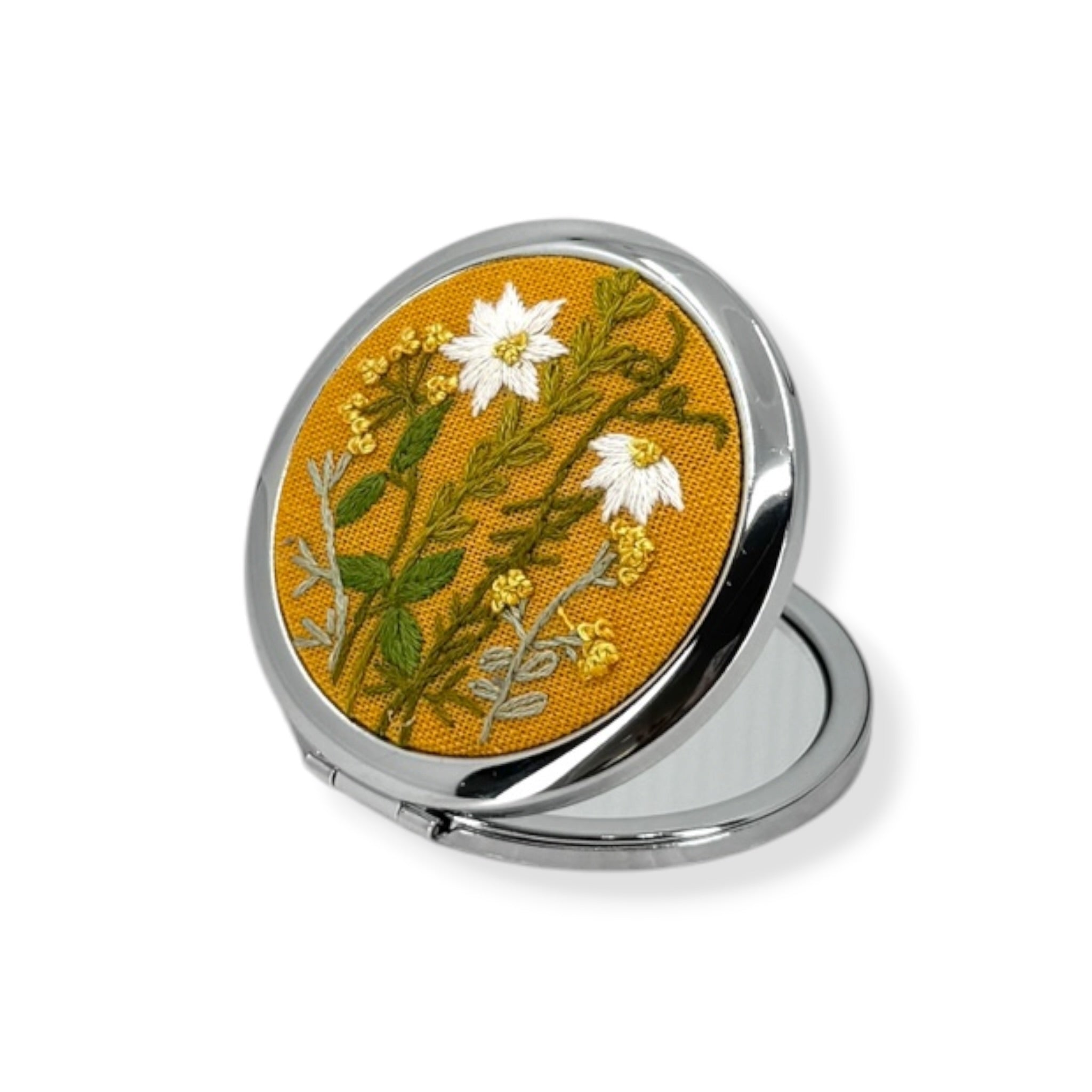 Daisy Yellow Compact Pocket Mirror