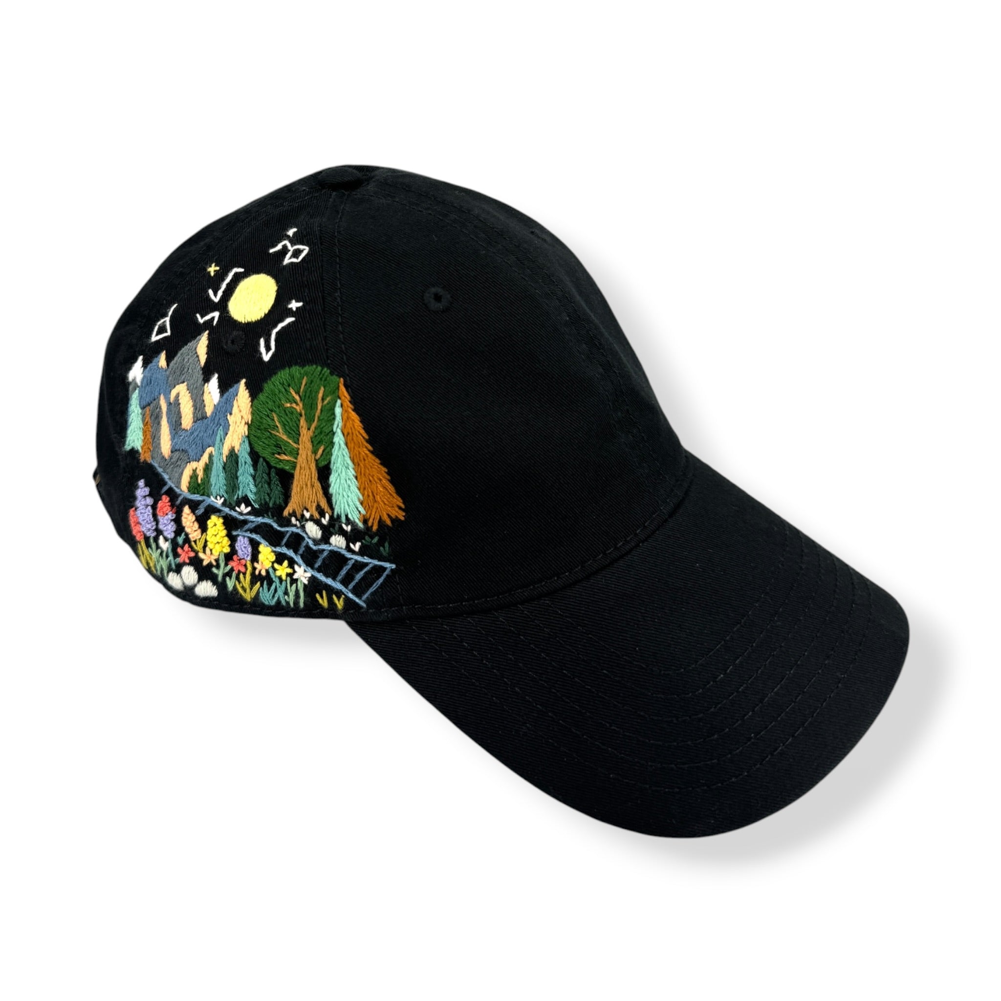 Alpine Trail Hand Embroidered Black Hat