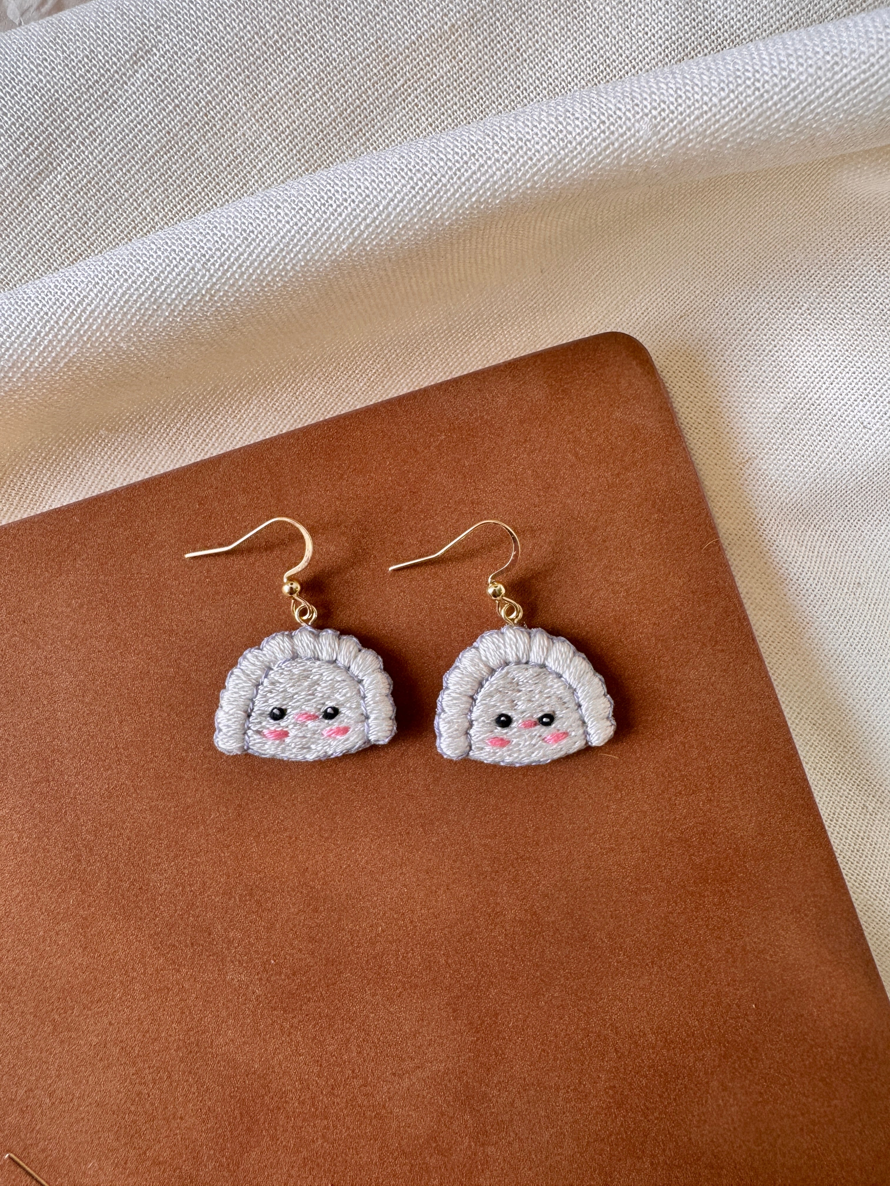 Dumpling Hand Embroidered Earrings