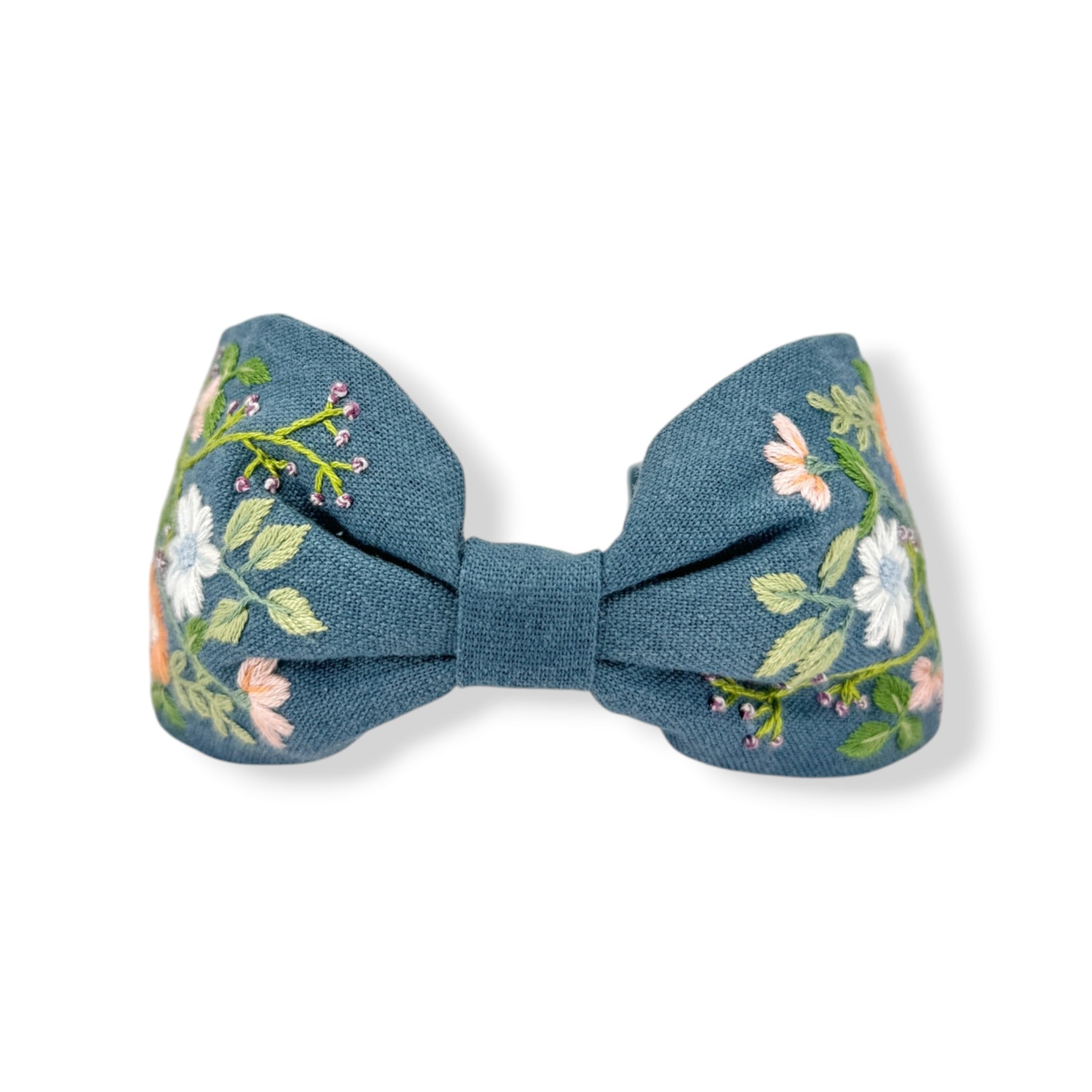 Ocean Sunset Hand-Embroidered Blue Headband