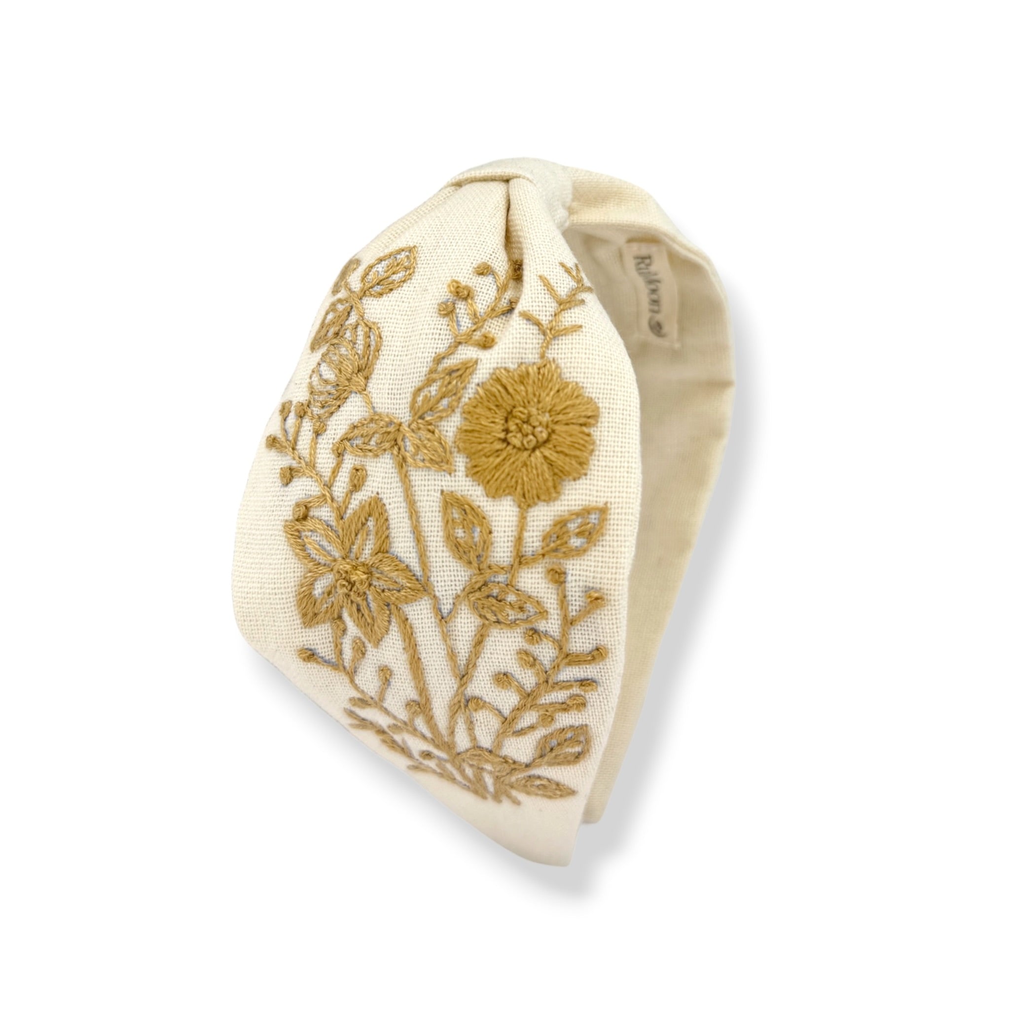 Cream Botanical Embroidered Headband