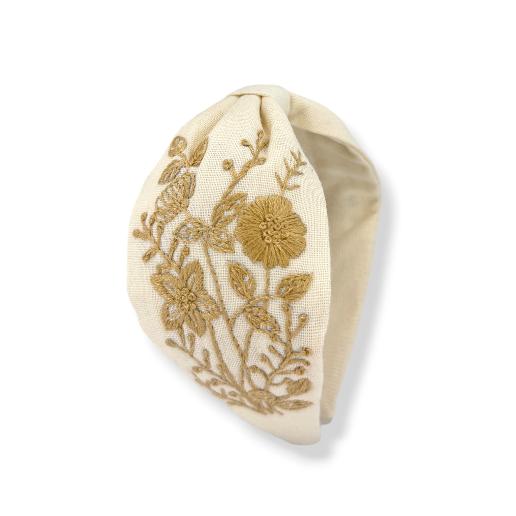 Cream Botanical Embroidered Headband