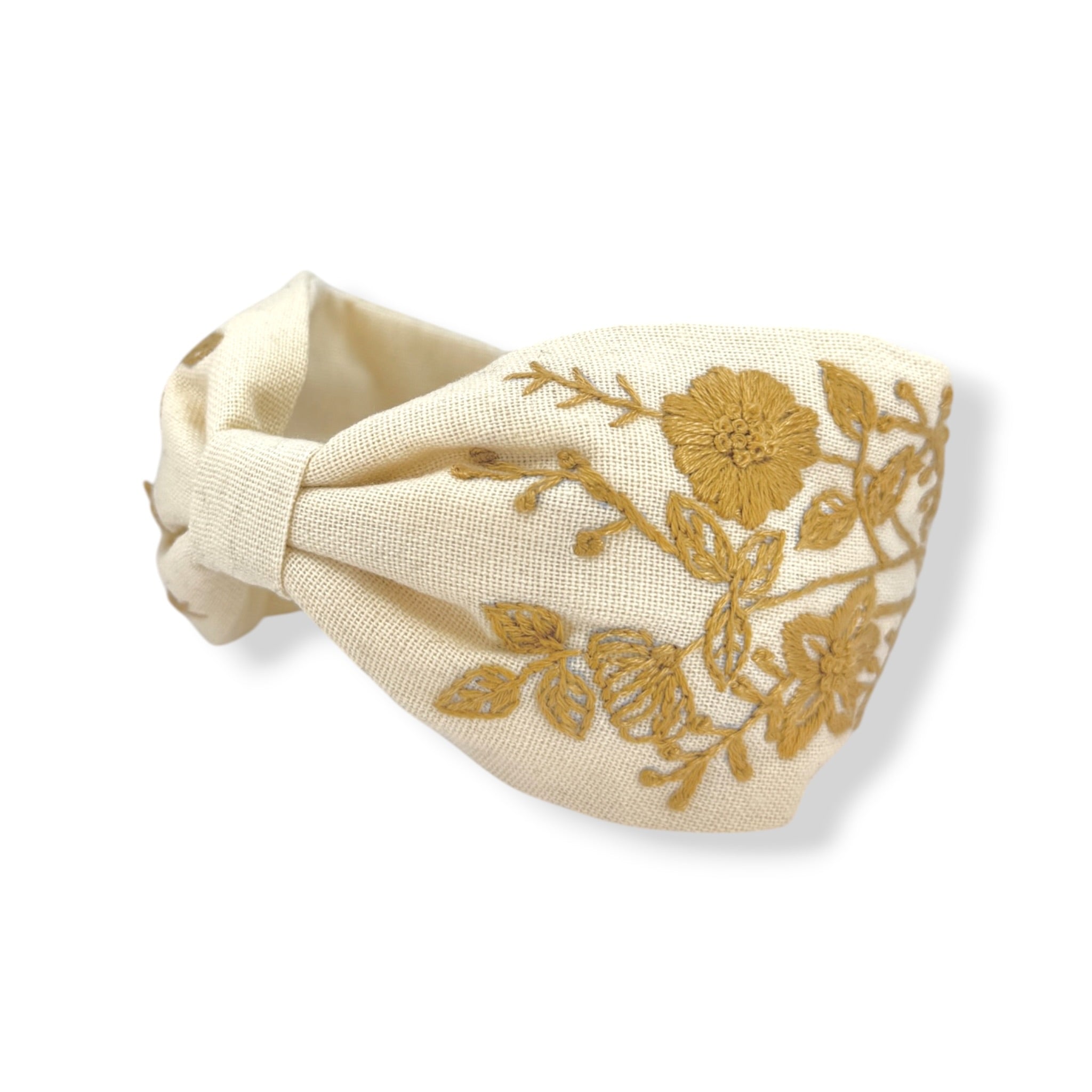 Cream Botanical Embroidered Headband