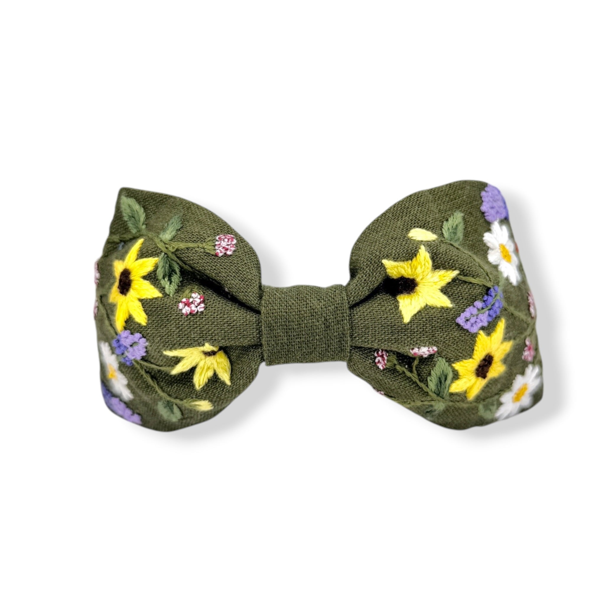 Olive Green Daisy Embroidered Headband