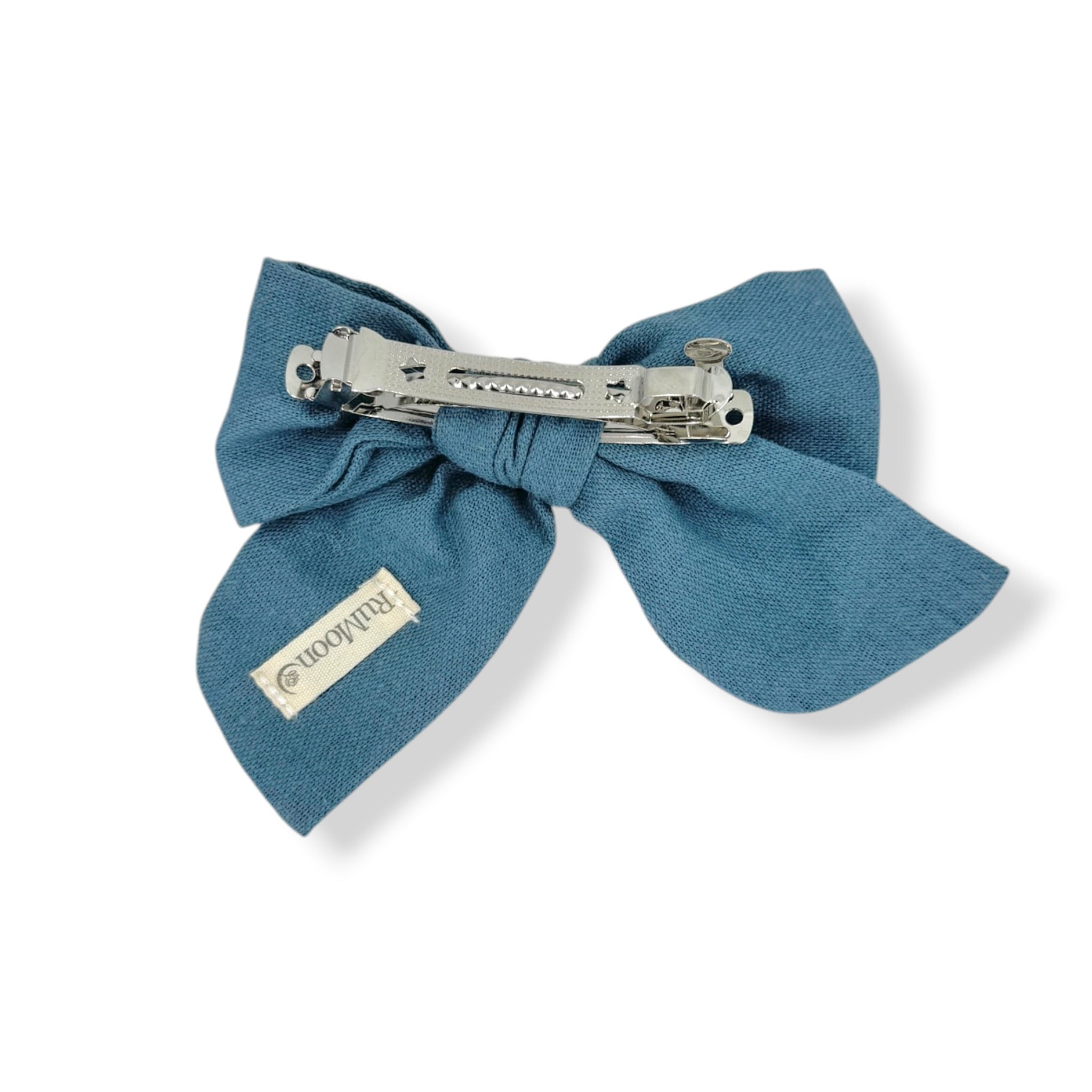 Ocean Sunset Hand-Embroidered Blue Bow