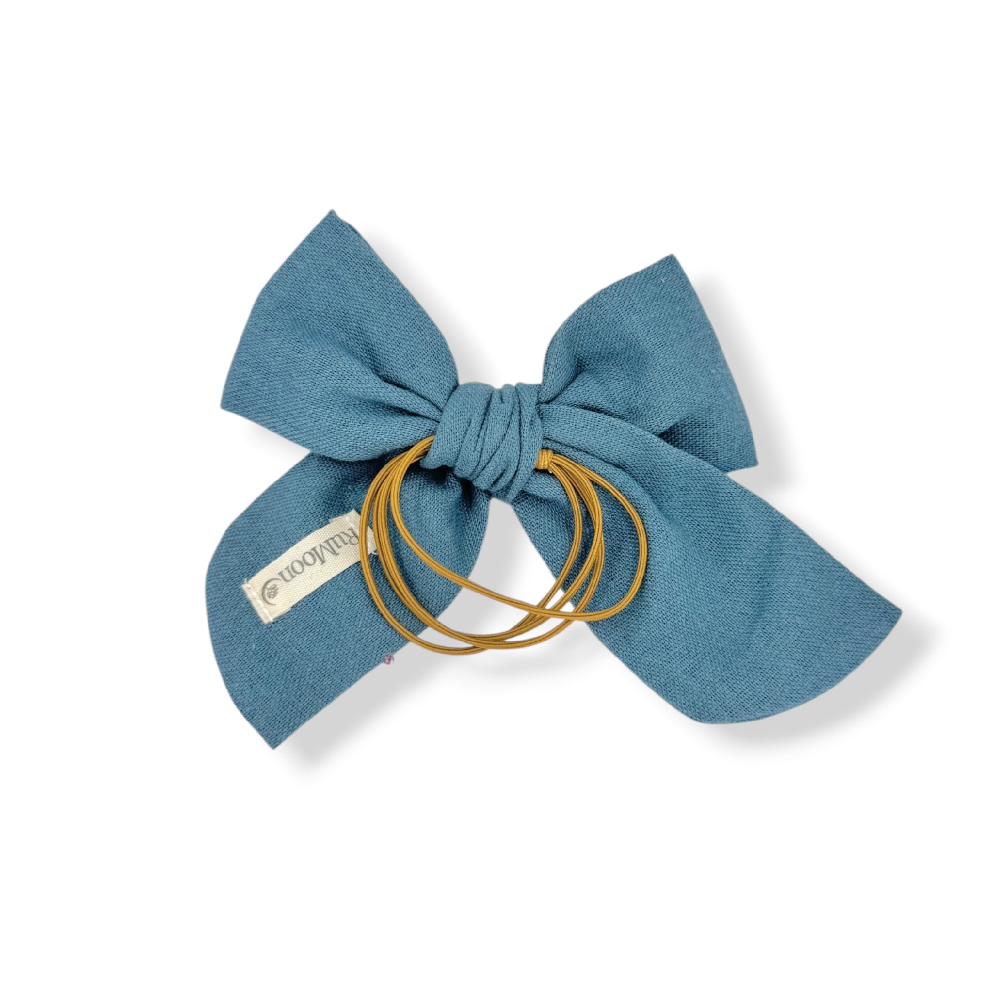 Ocean Sunset Hand-Embroidered Blue Bow