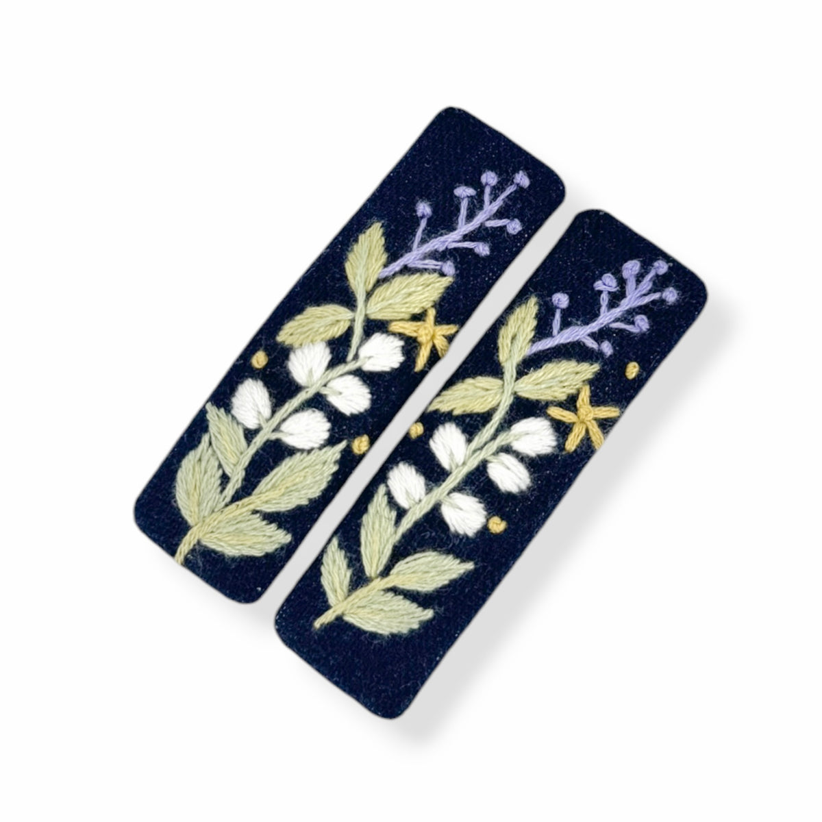 Snowy Meadow Embroidered Hair Clips