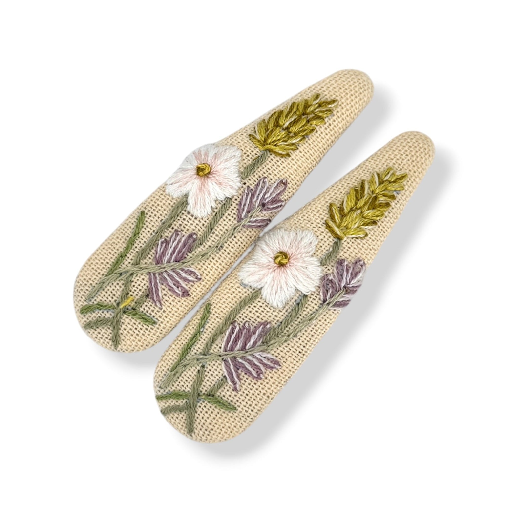 Soft Meadow Embroidered Hair Clips