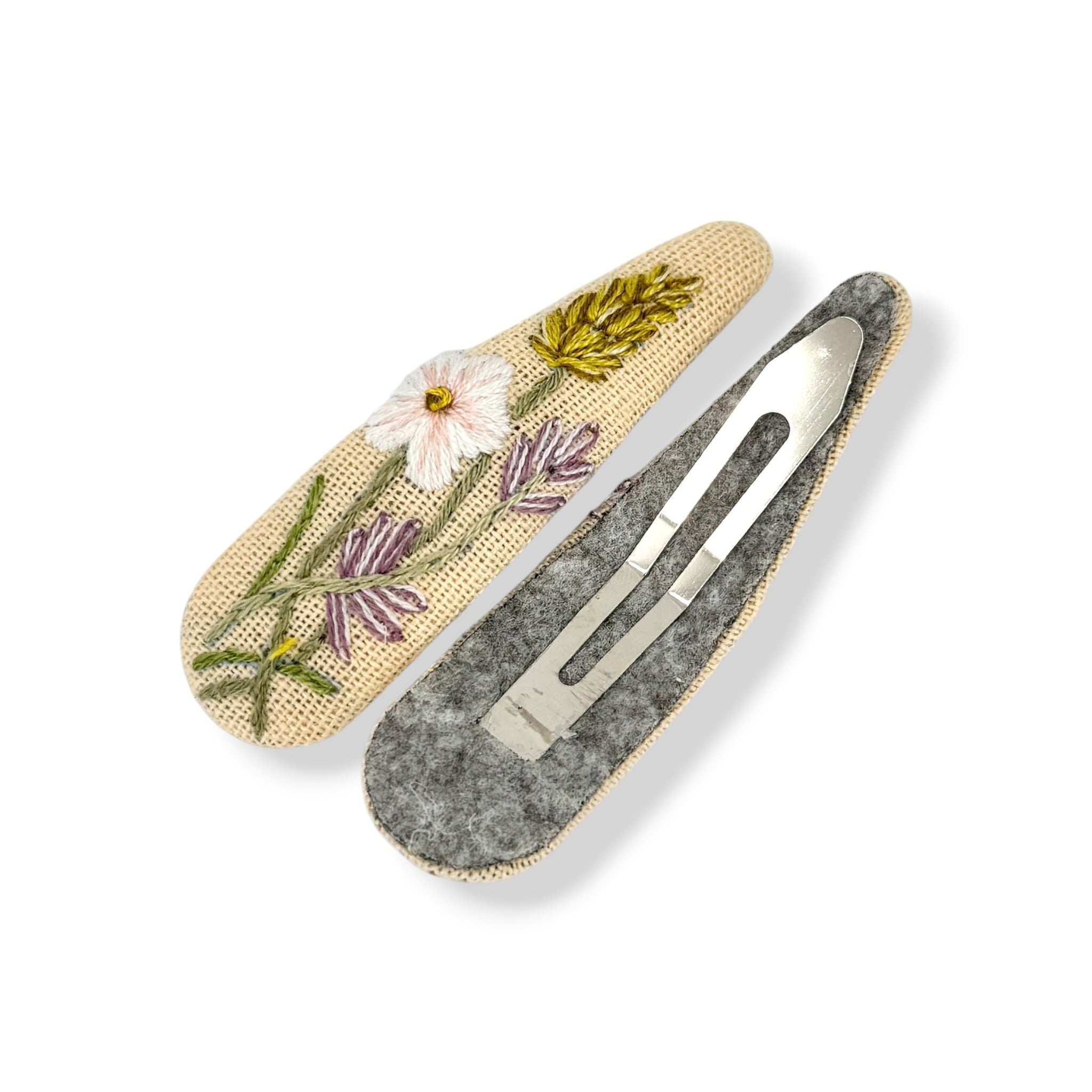 Soft Meadow Embroidered Hair Clips
