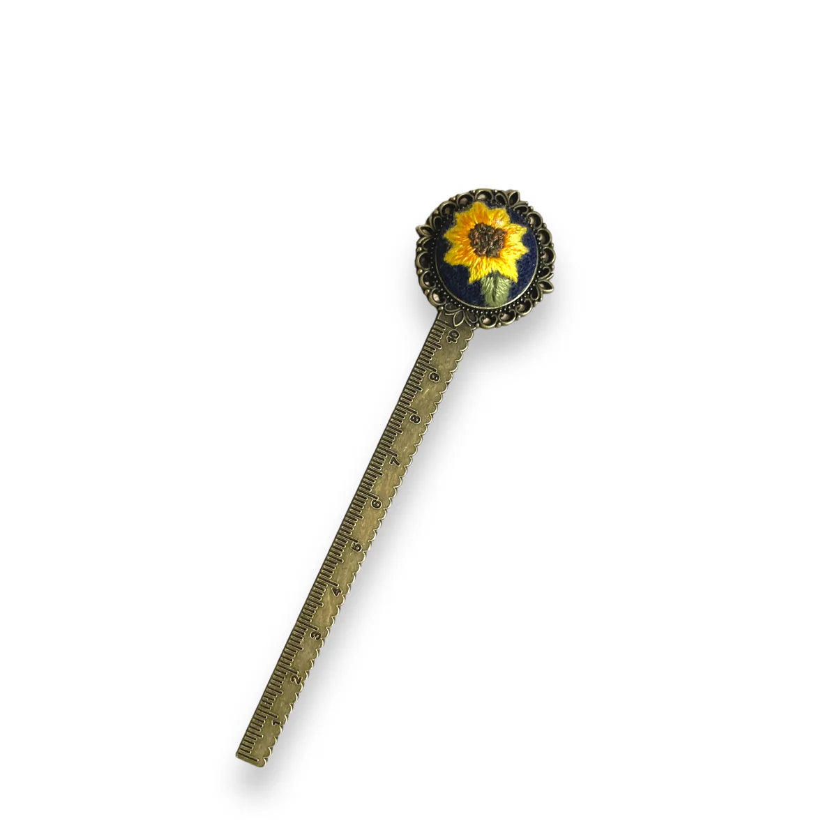 Sunny Sunflower Embroidered Bookmark