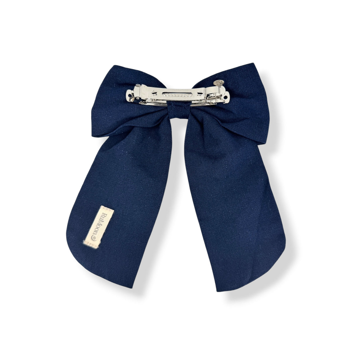Snowy Meadow Embroidered Navy Hair Bow