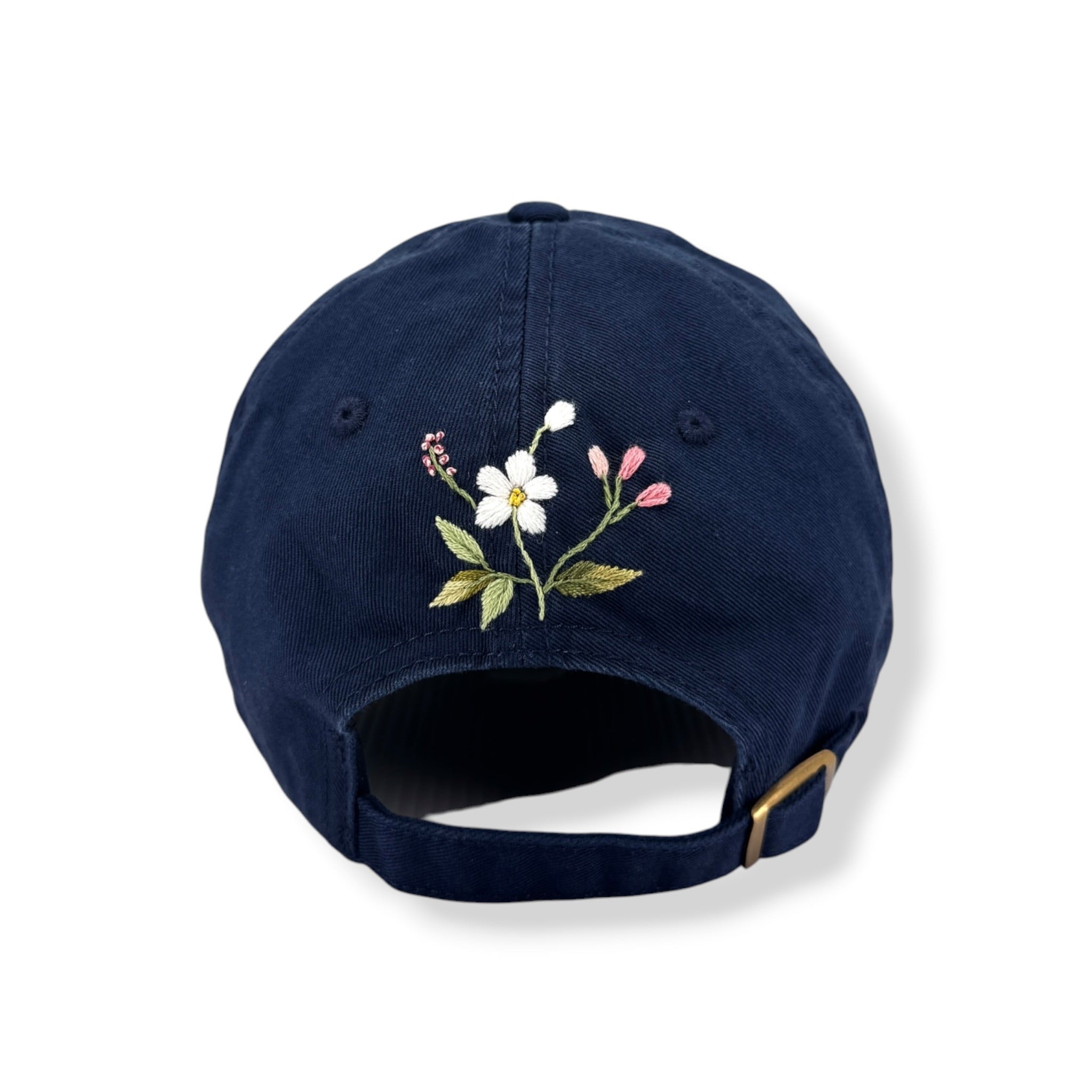 Navy Meadow Floral Embroidered Baseball Cap