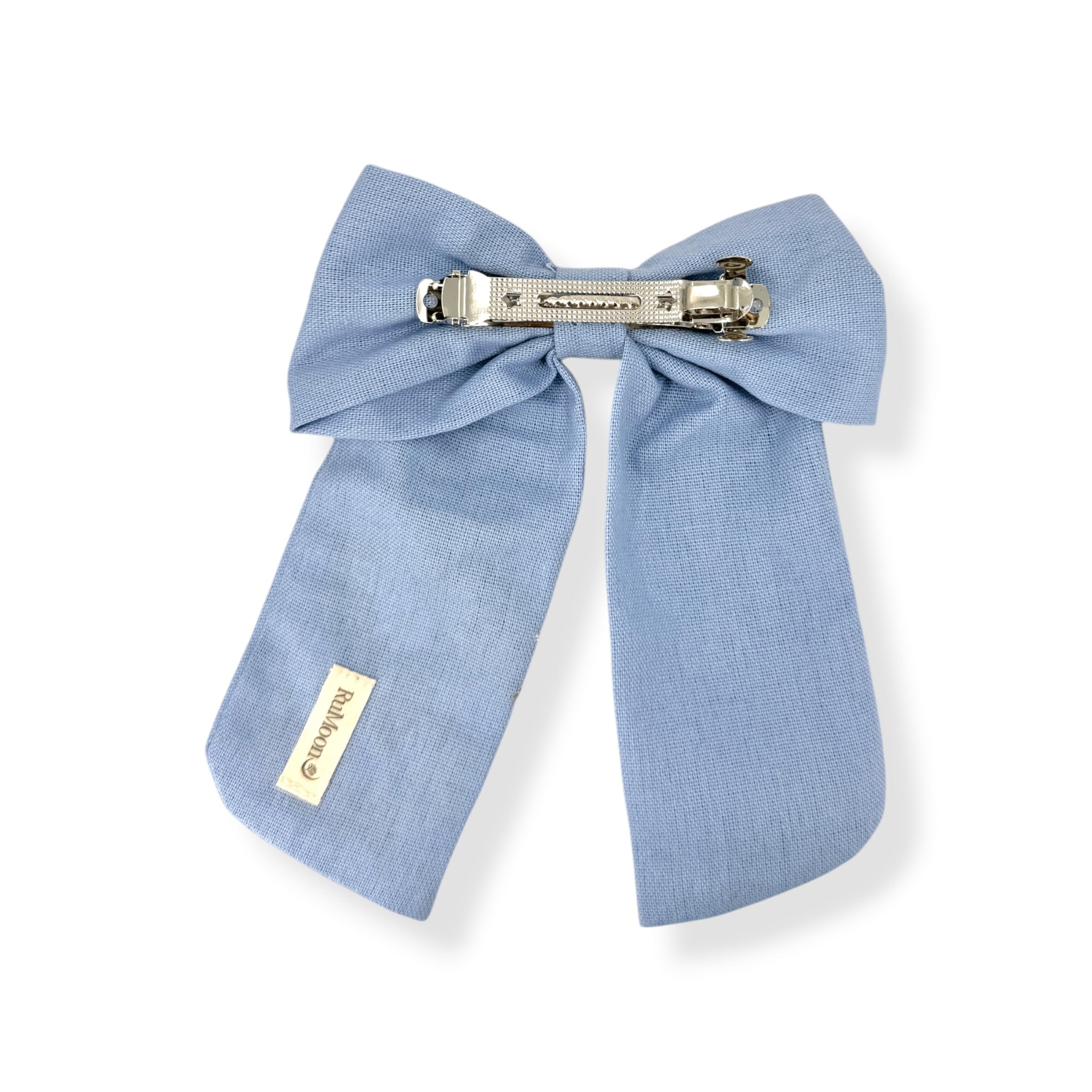 Daisy Dandelion Blue Embroidered Hair Barrette