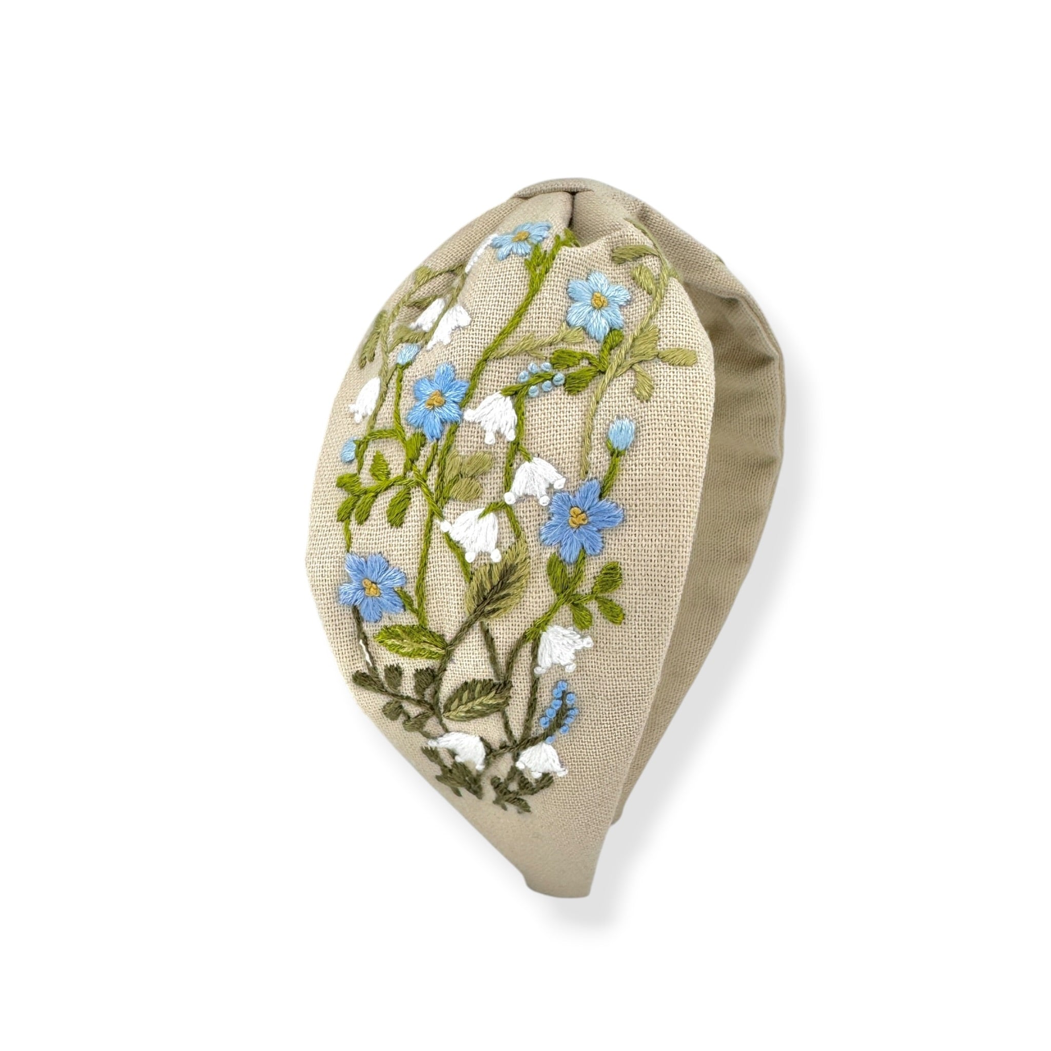Bluebell Meadow Beige Embroidered Headband