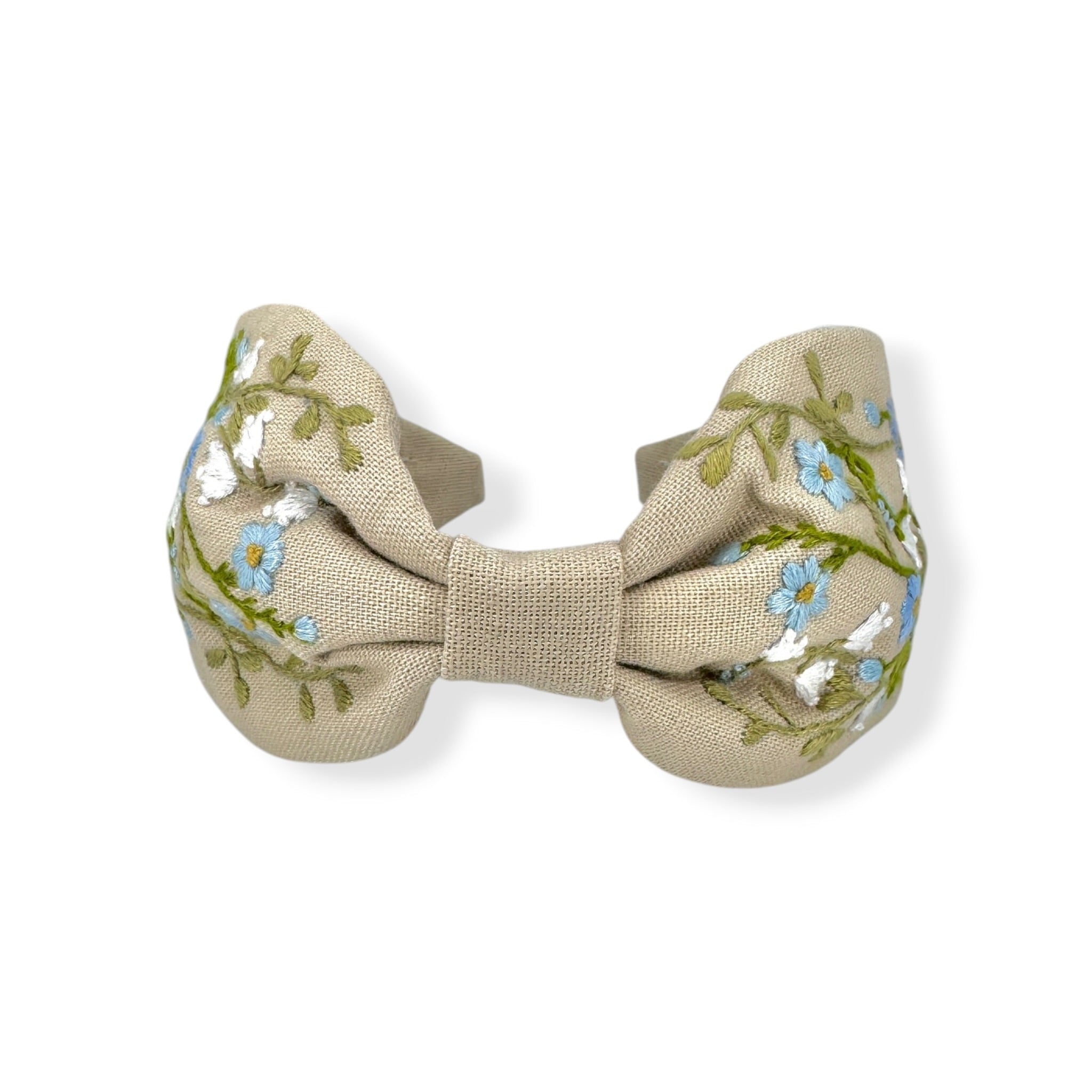 Bluebell Meadow Beige Embroidered Headband