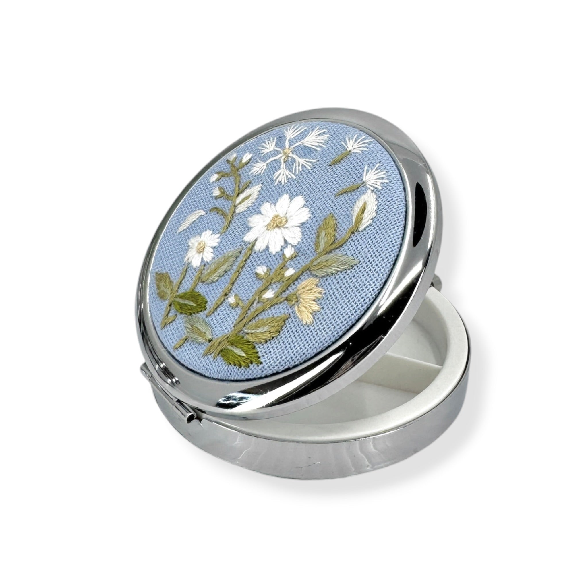 Daisy Dandelion Blue Compact Container