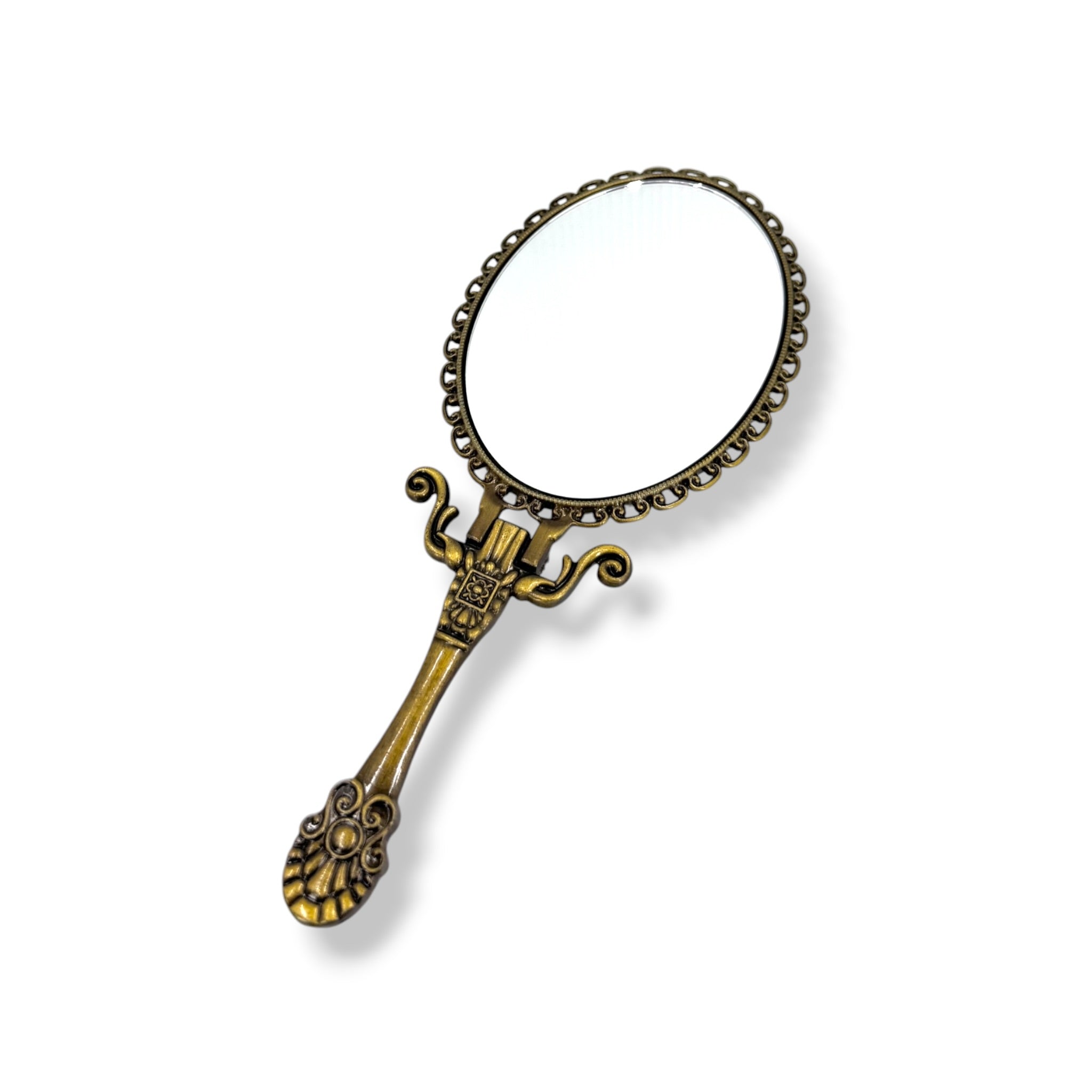 Golden Roses Hand Embroidered Handheld Mirror