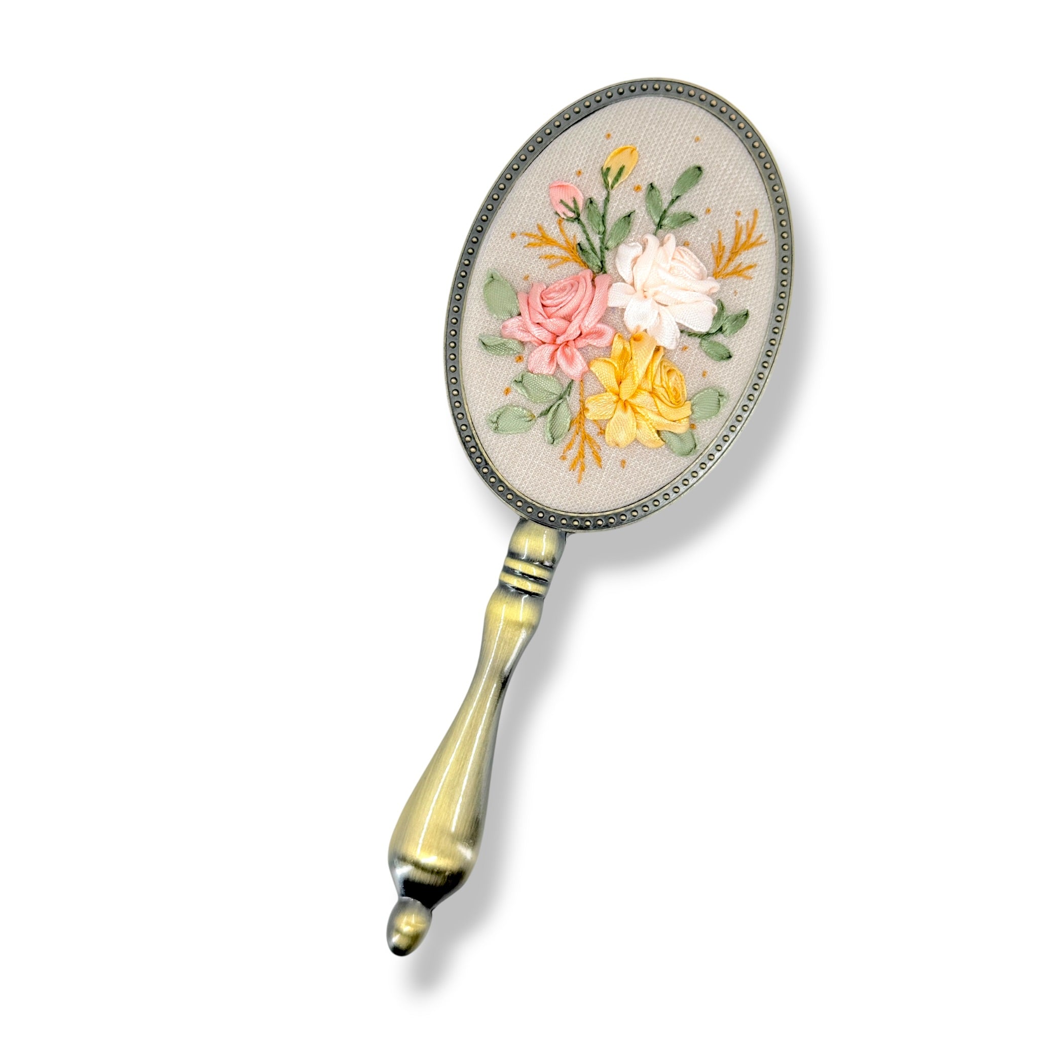 Pastel Roses Beige Handheld Mirror