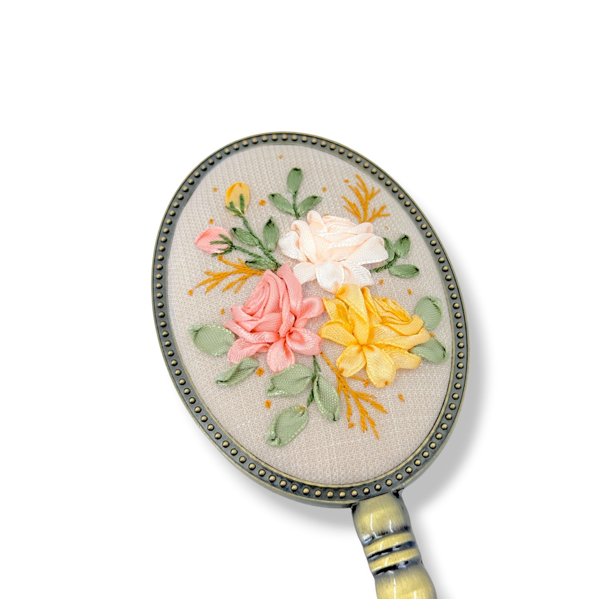Pastel Roses Beige Handheld Mirror