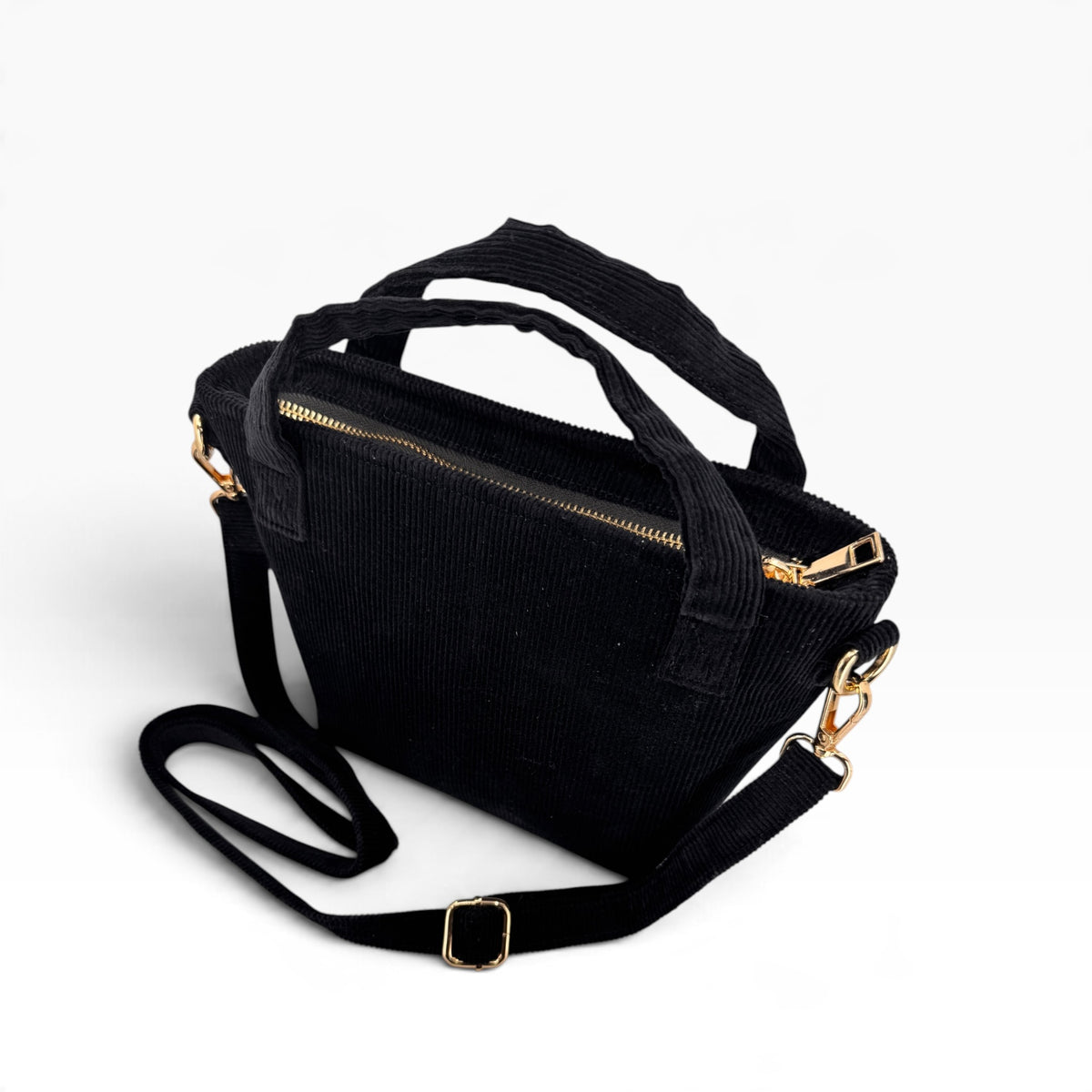 Lily of the Valley Bouquet Embroidery Black Velvet Handbag