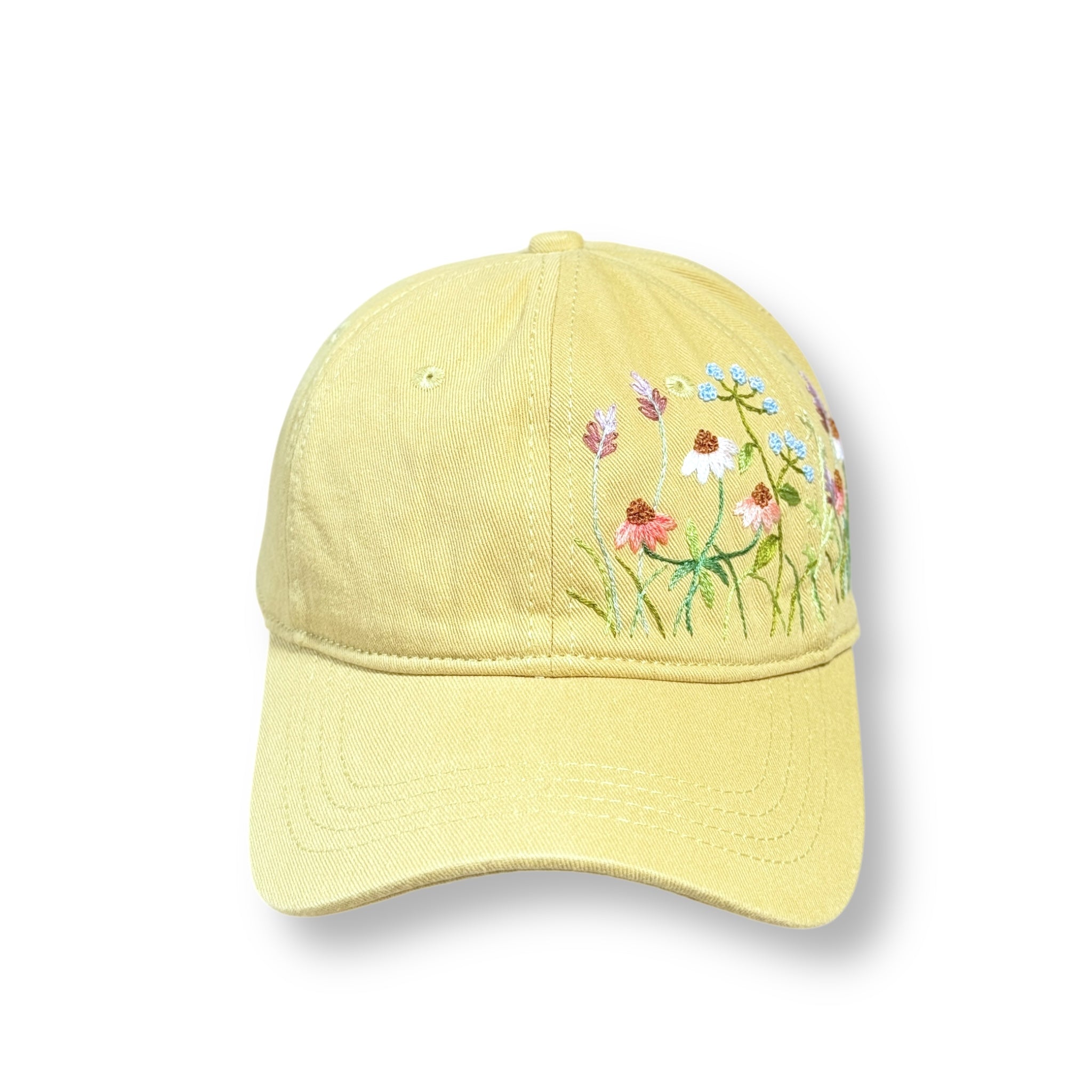 Country Bloom Yellow Hand Embroidered Cap