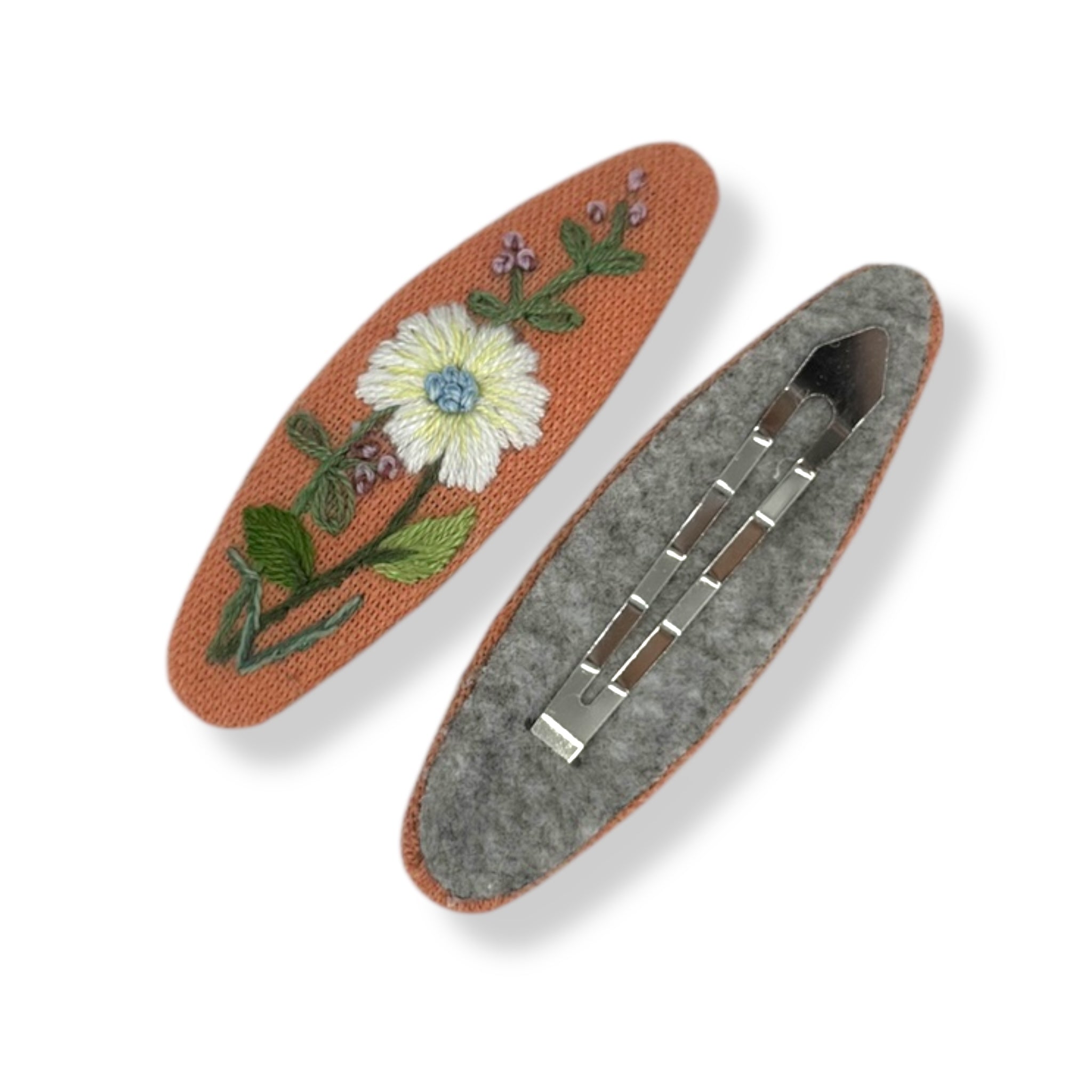 Soft Sunrise Hand Embroidery Hair Clips