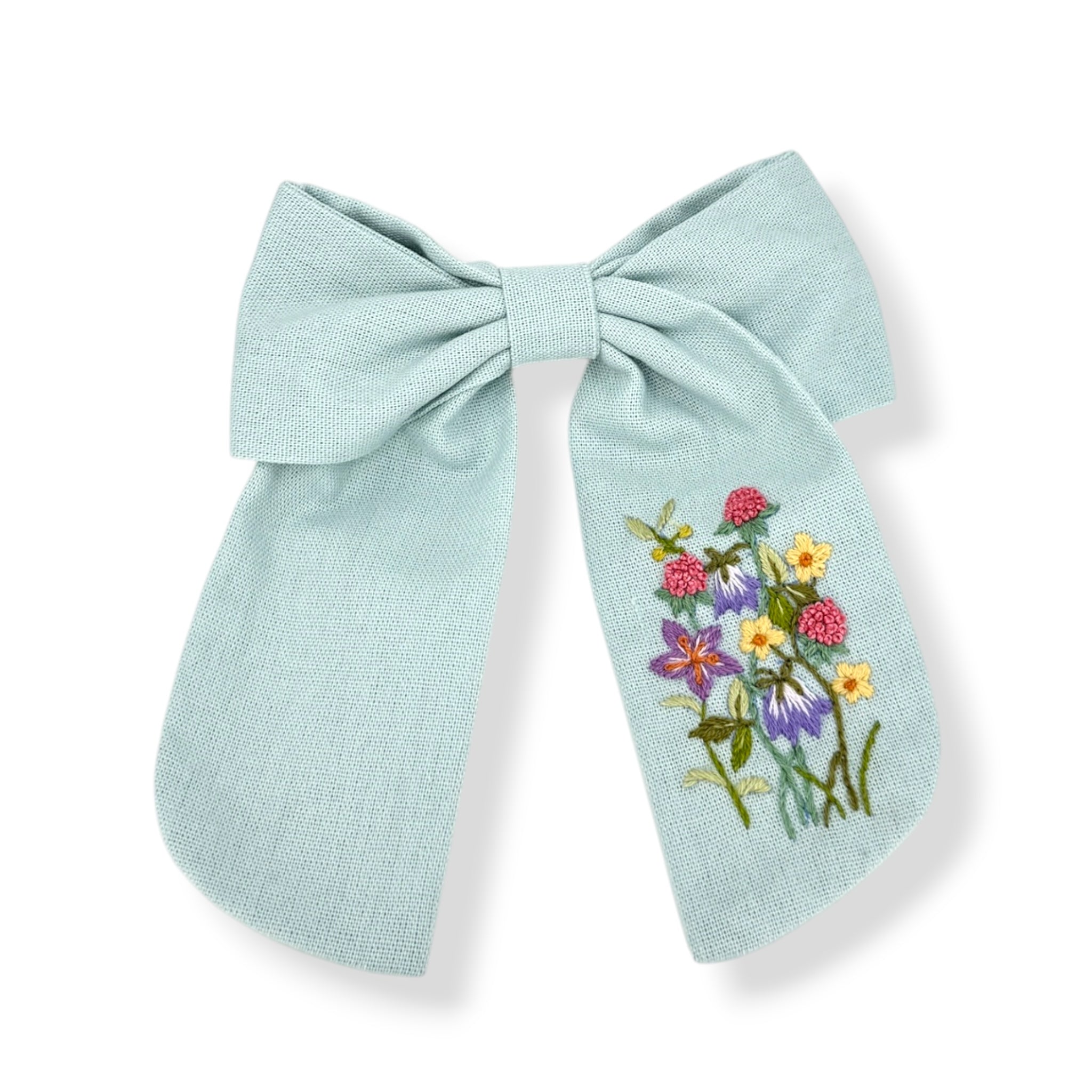 Spring Garden Hand Embroidered Hair Bow