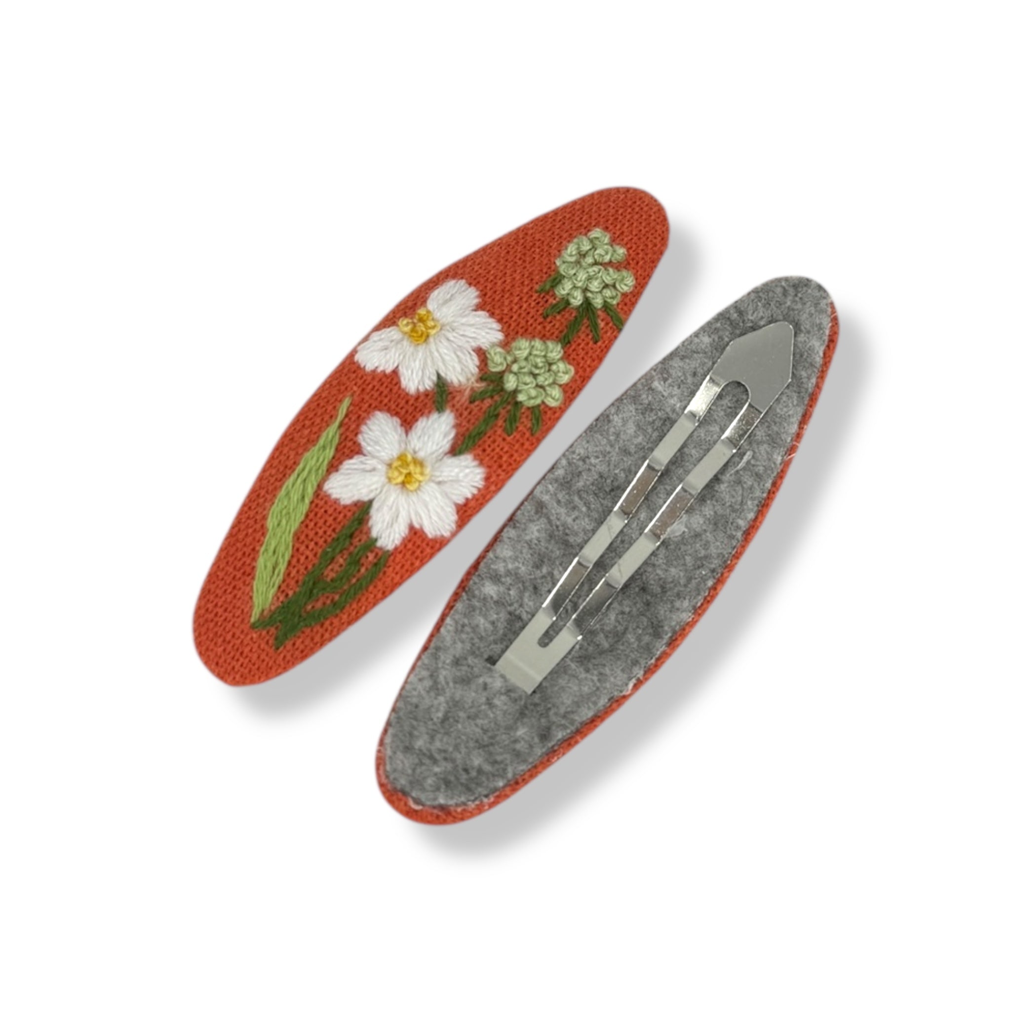 Little White Daisy Hand Embroidery Hair Clips