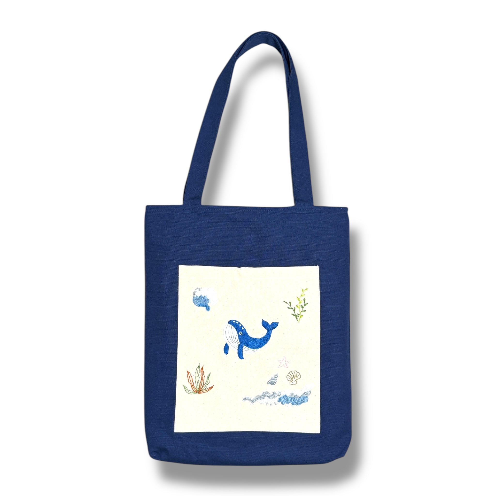 Whale Embroidery Tote Bag