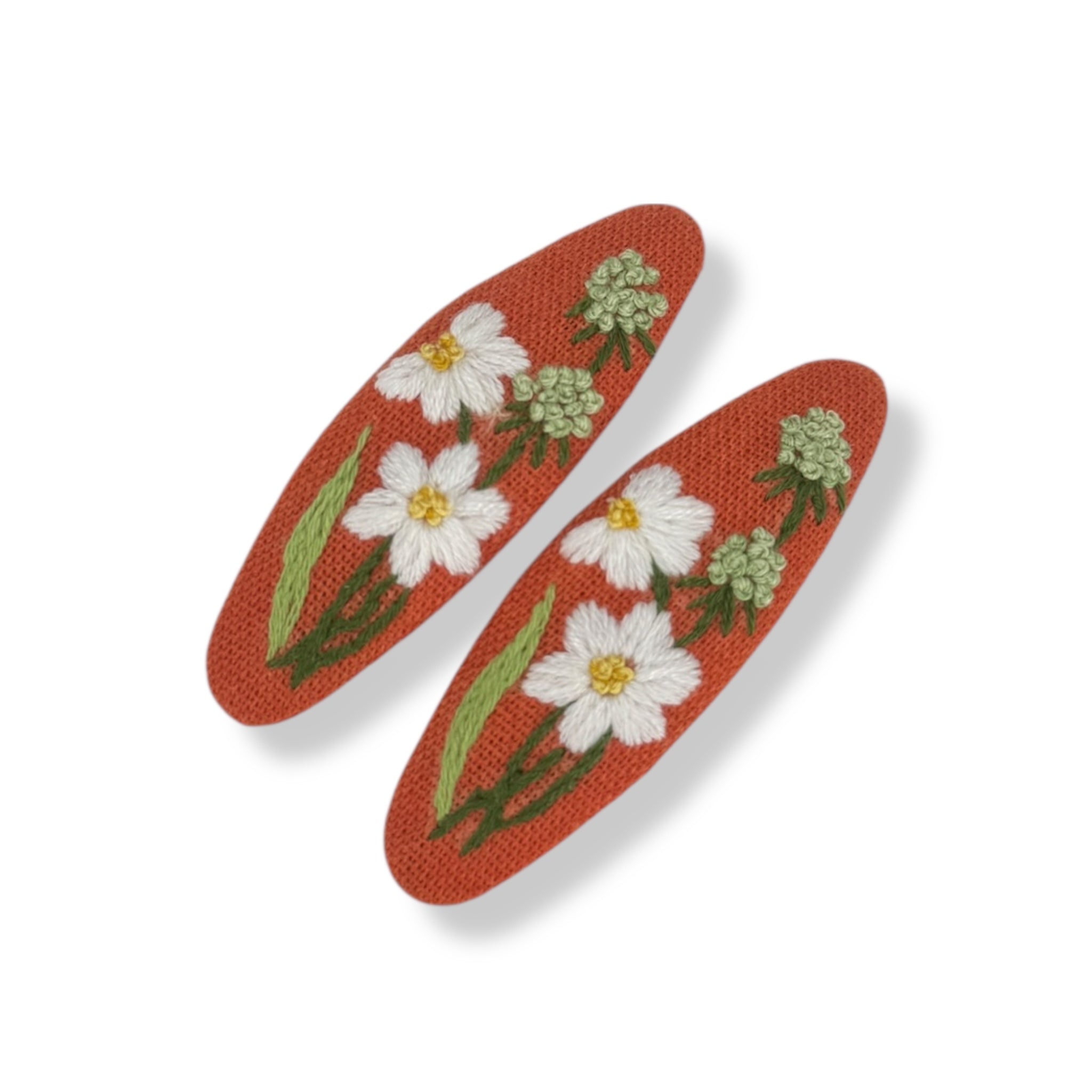 Little White Daisy Hand Embroidery Hair Clips
