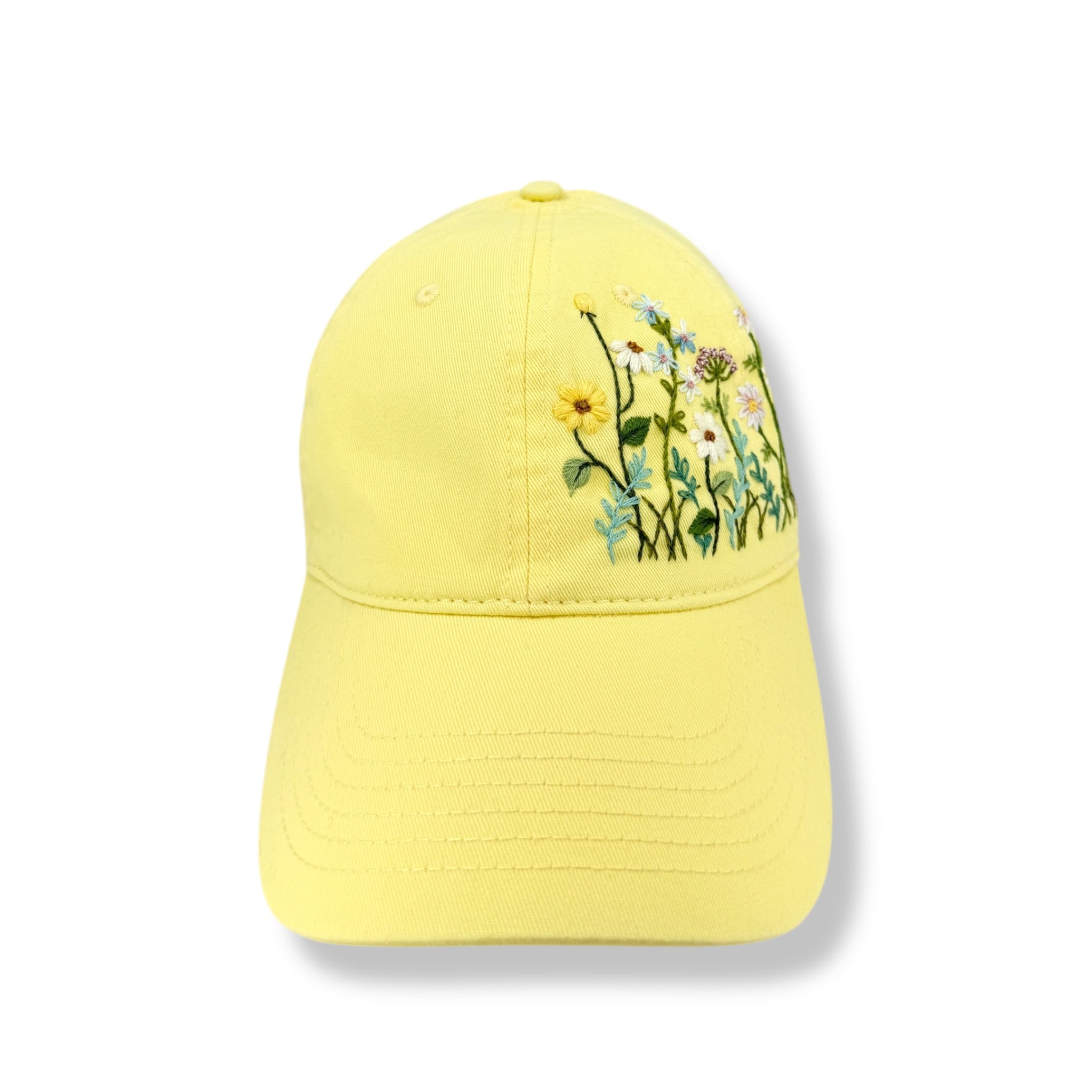 Country Bloom Yellow Hand Embroidered Cap