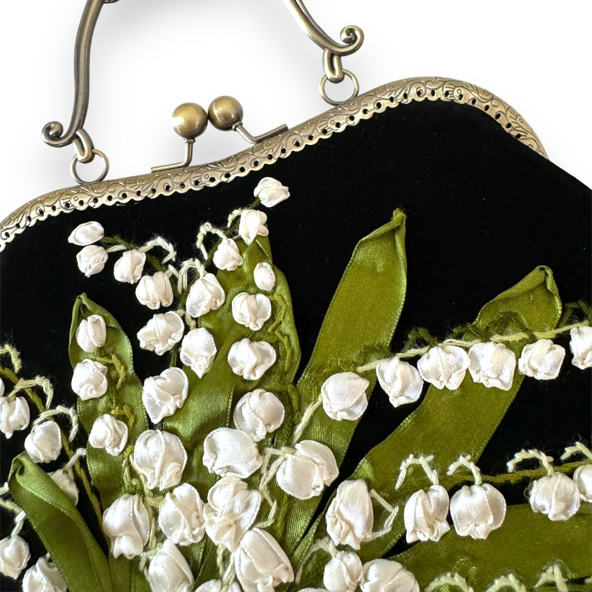 Lily of the Valley Embroidered Clutch Bag