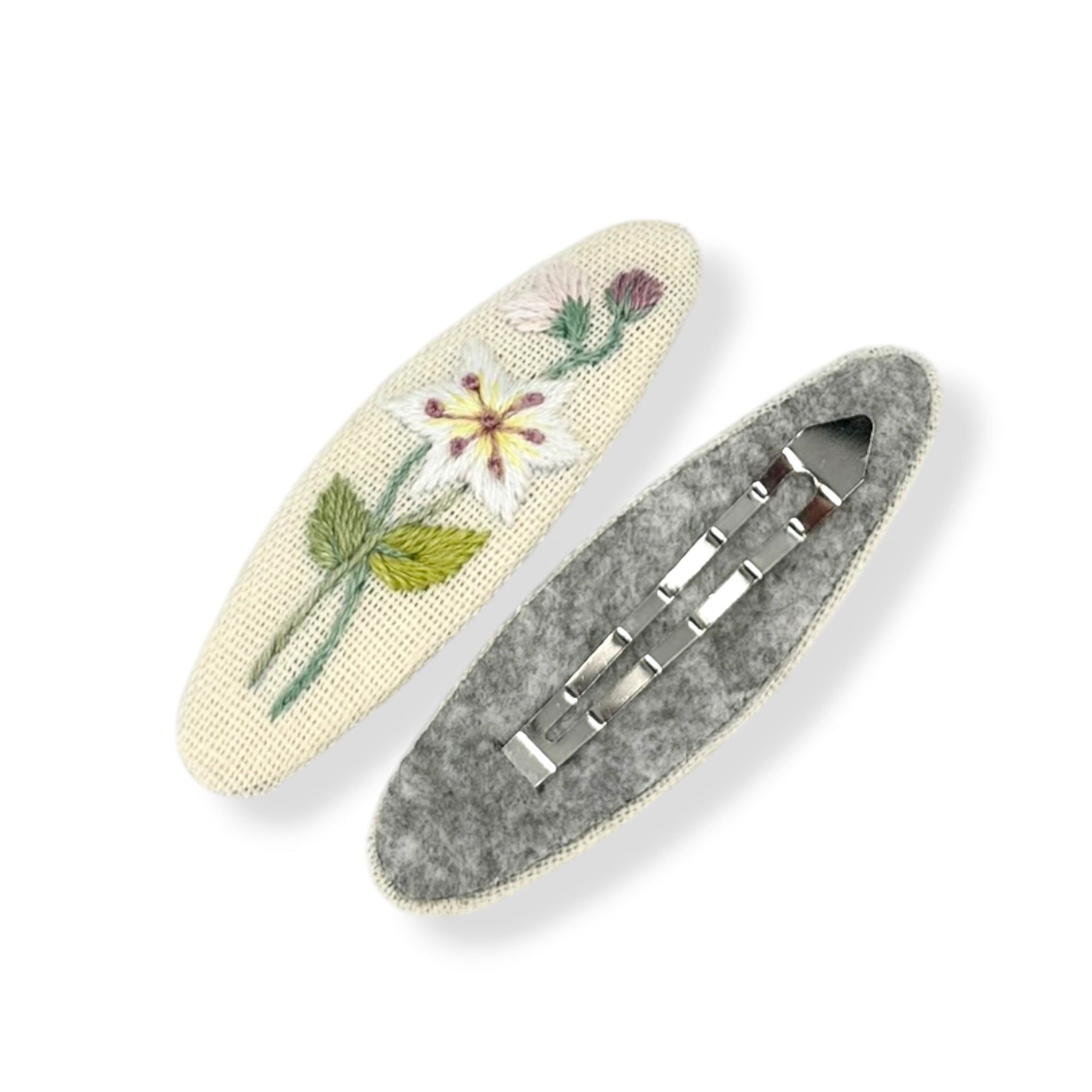 Pastel Bloom Hand Embroidered Hair Clips