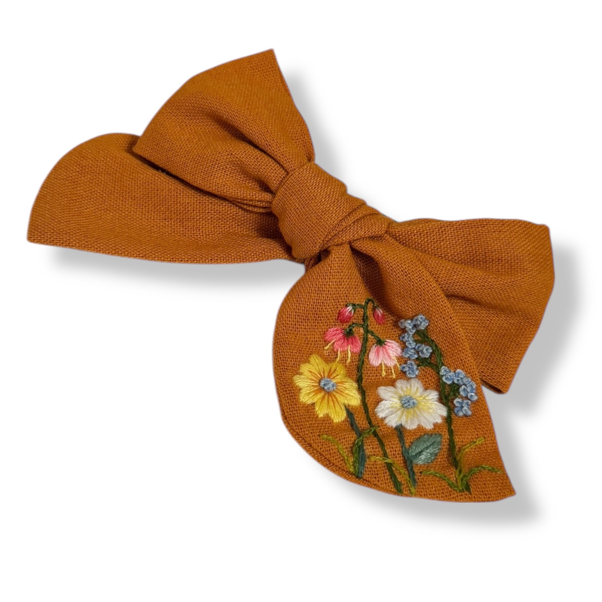 Sweet Orange Hand Embroidery Hair Bow