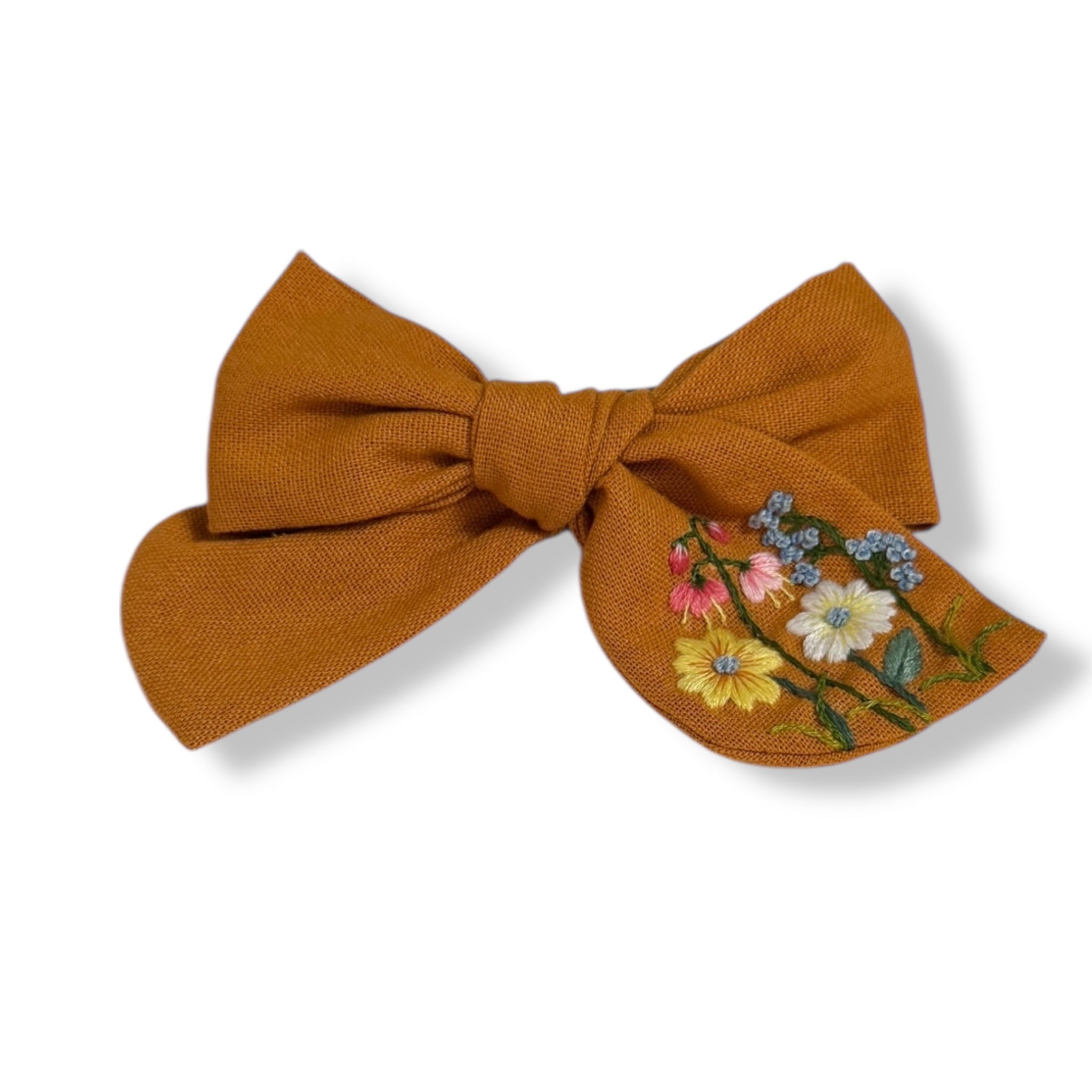 Sweet Orange Hand Embroidery Hair Bow